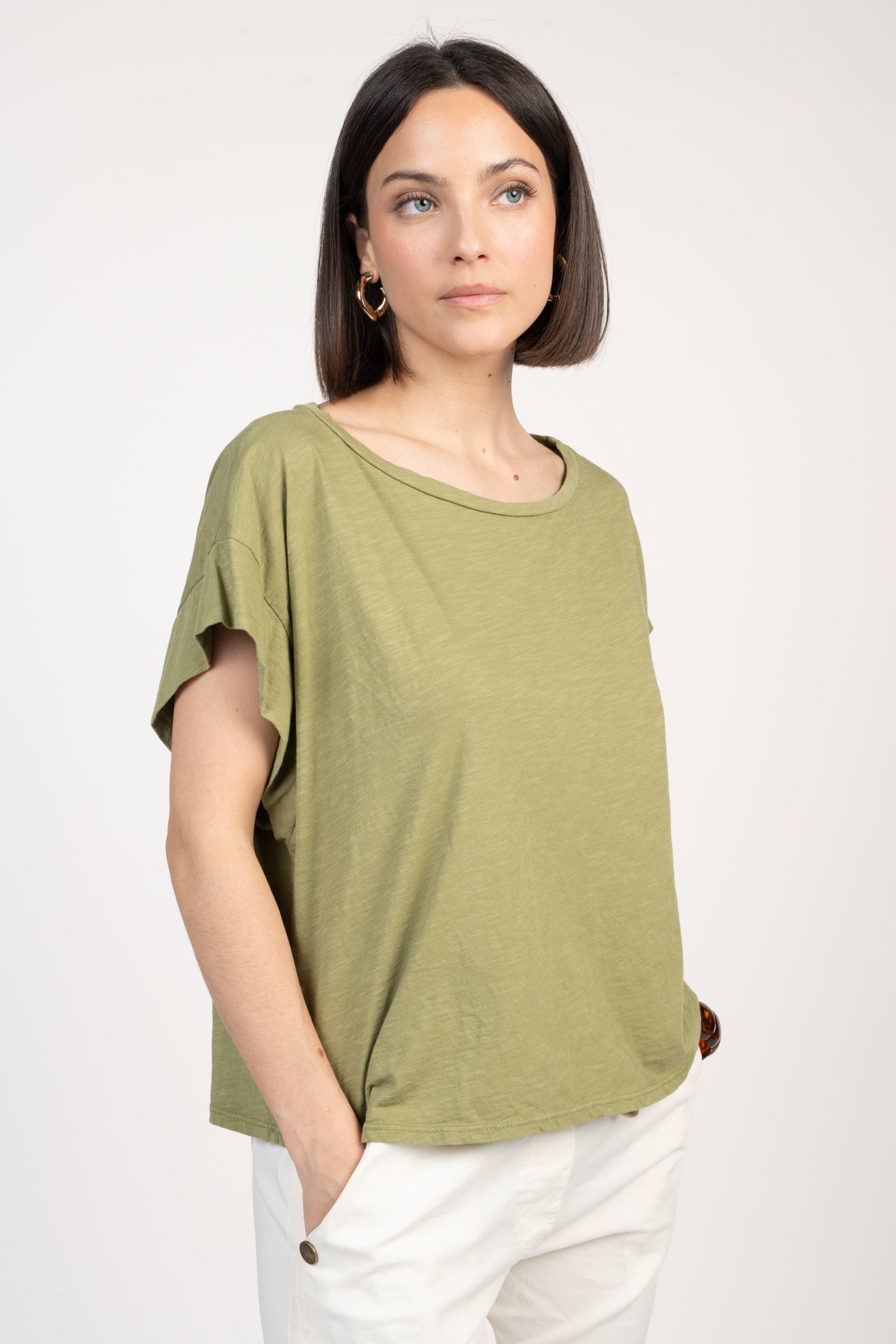 T-SHIRT AMPLE COTON MODAL ÉLÉNA VERT