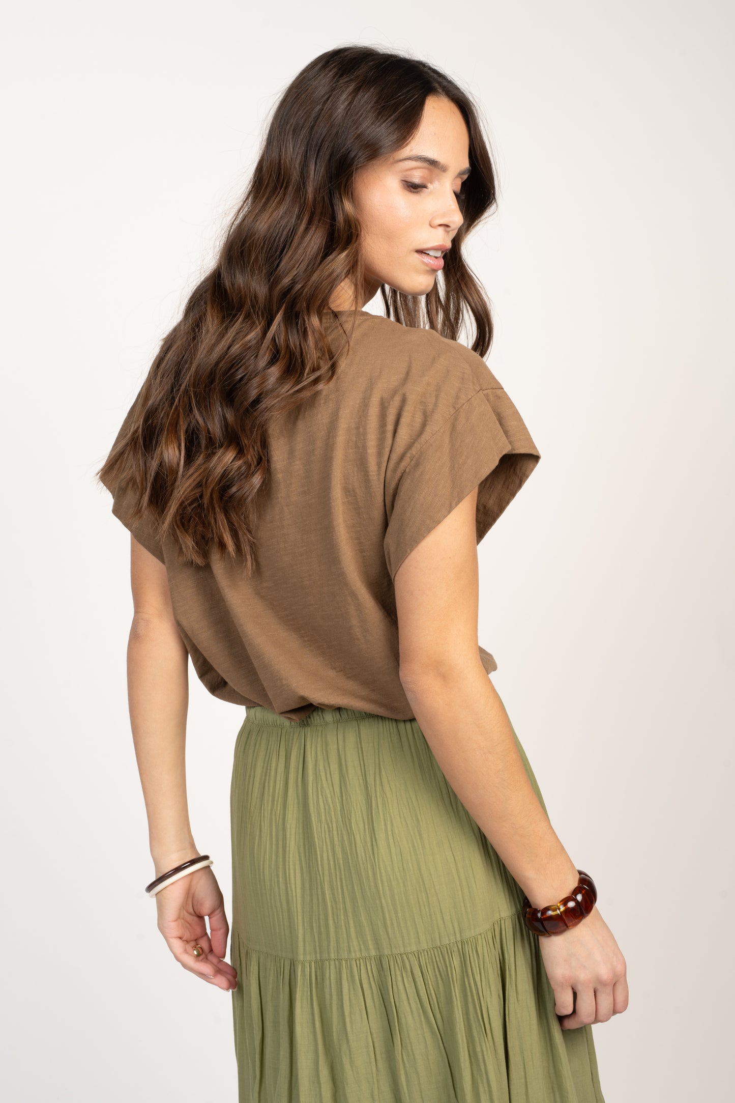 T-SHIRT AMPLE COTON MODAL ÉLÉNA MARRON