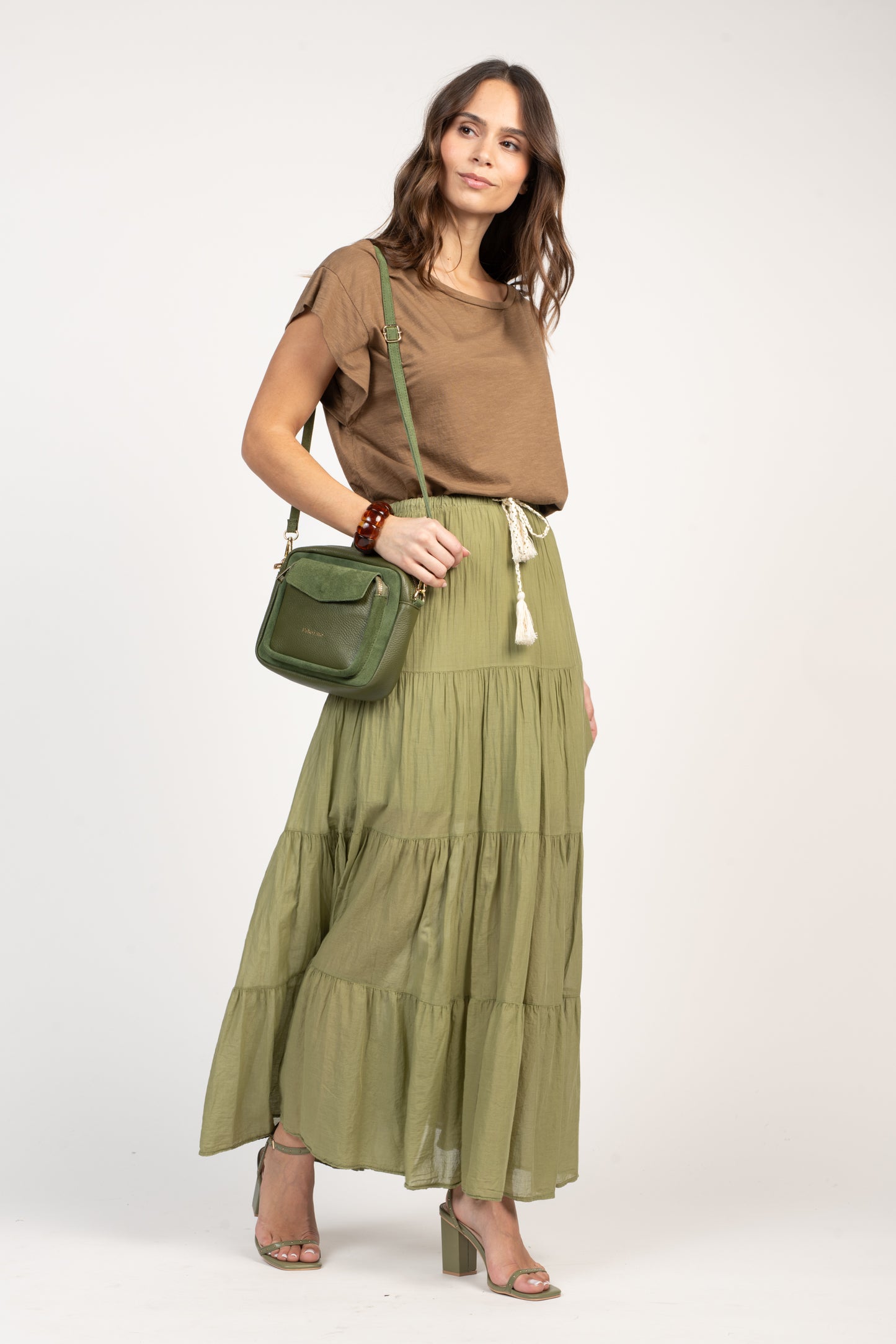 SAC BANDOULIÈRE EN CUIR ÉMILIEN KAKI