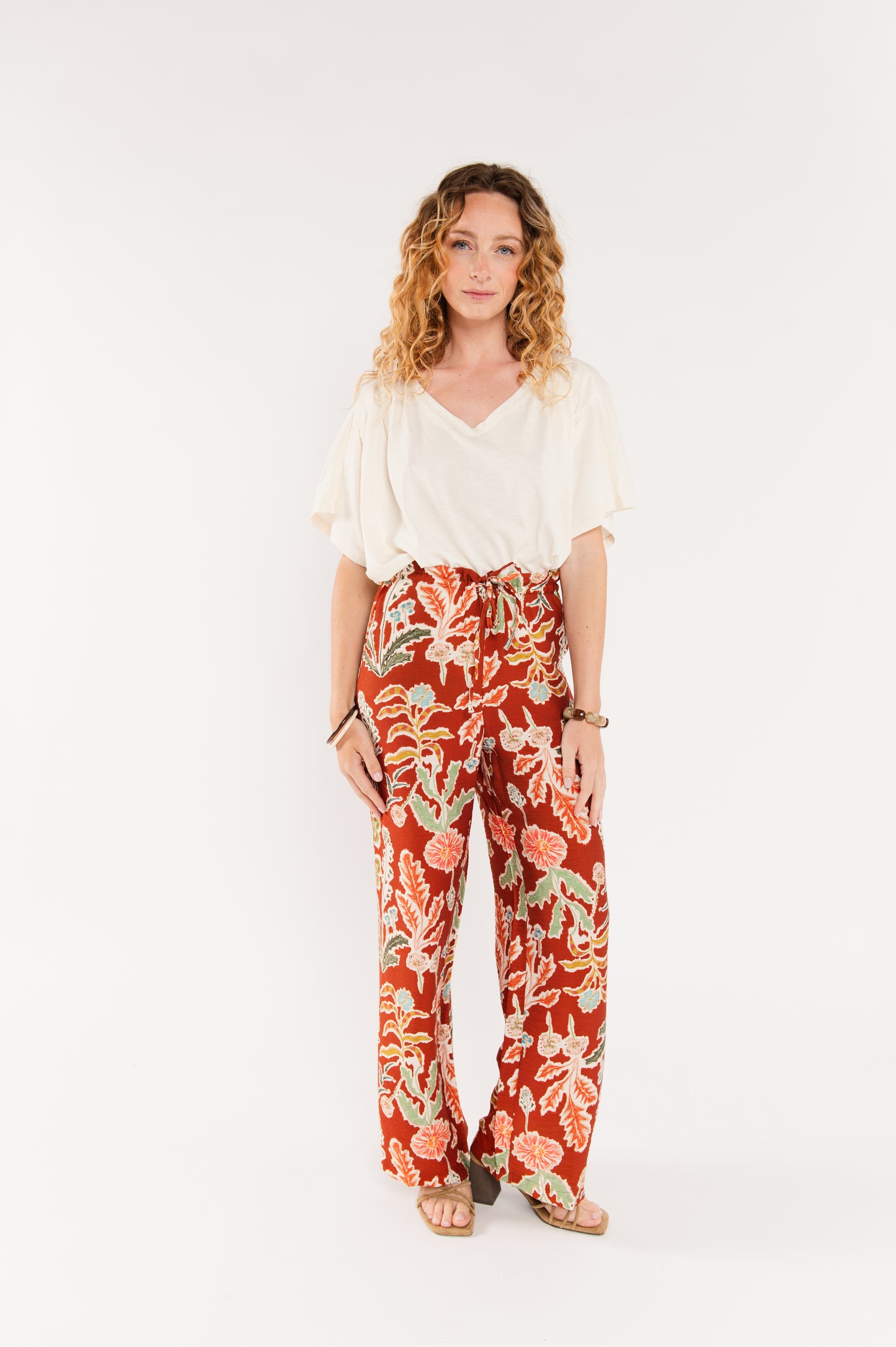 PANTALON À FLEURS FABIO PAPRIKA