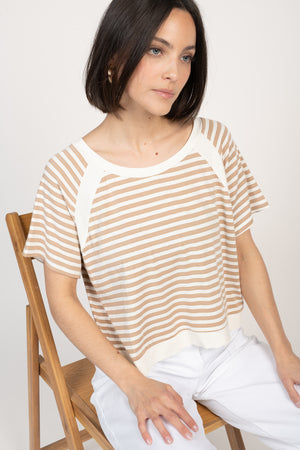 ELVIRE STRIPED TOP SAND