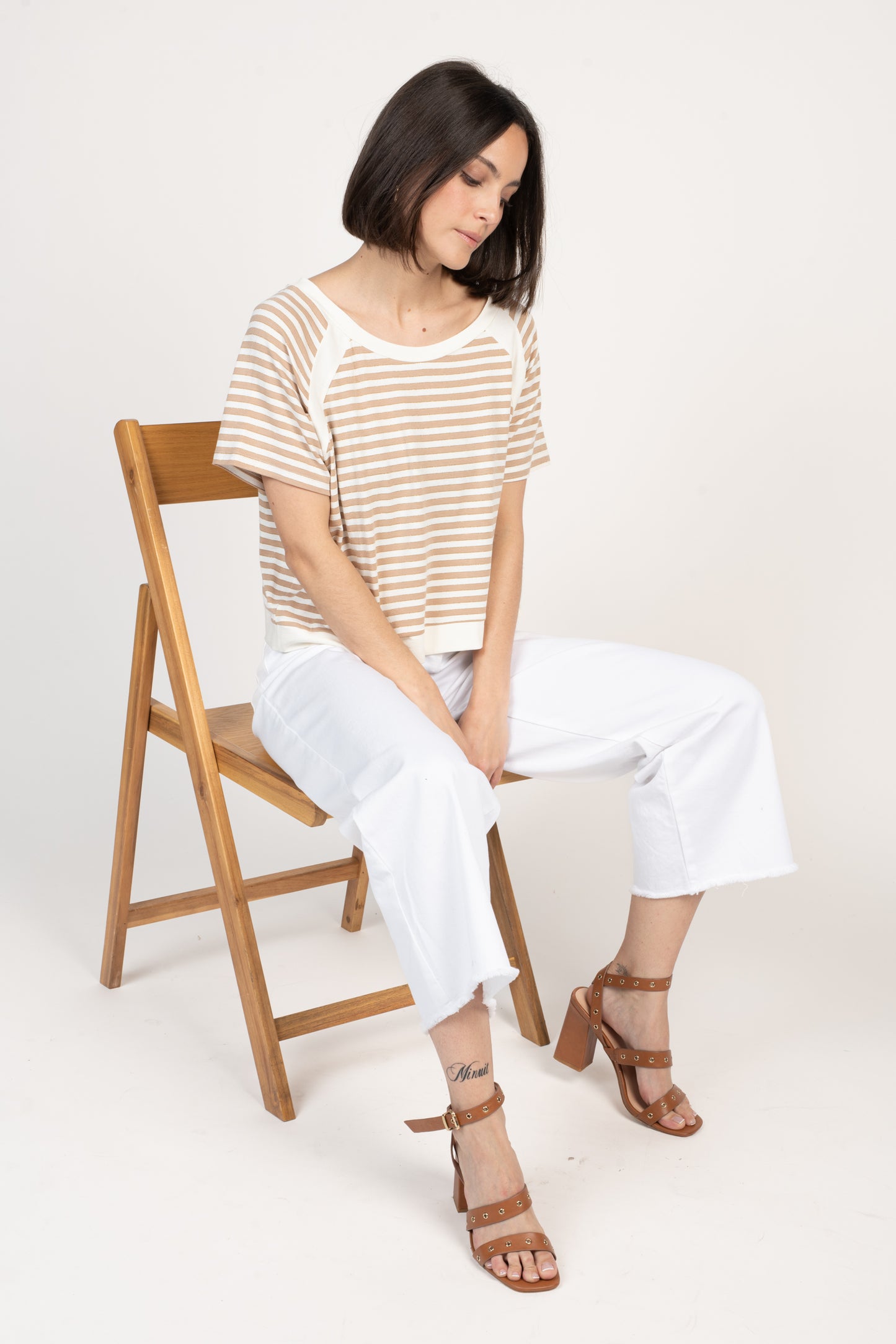 PANTALON ÉVASÉ 7/8ÈME ÉVAN BLANC