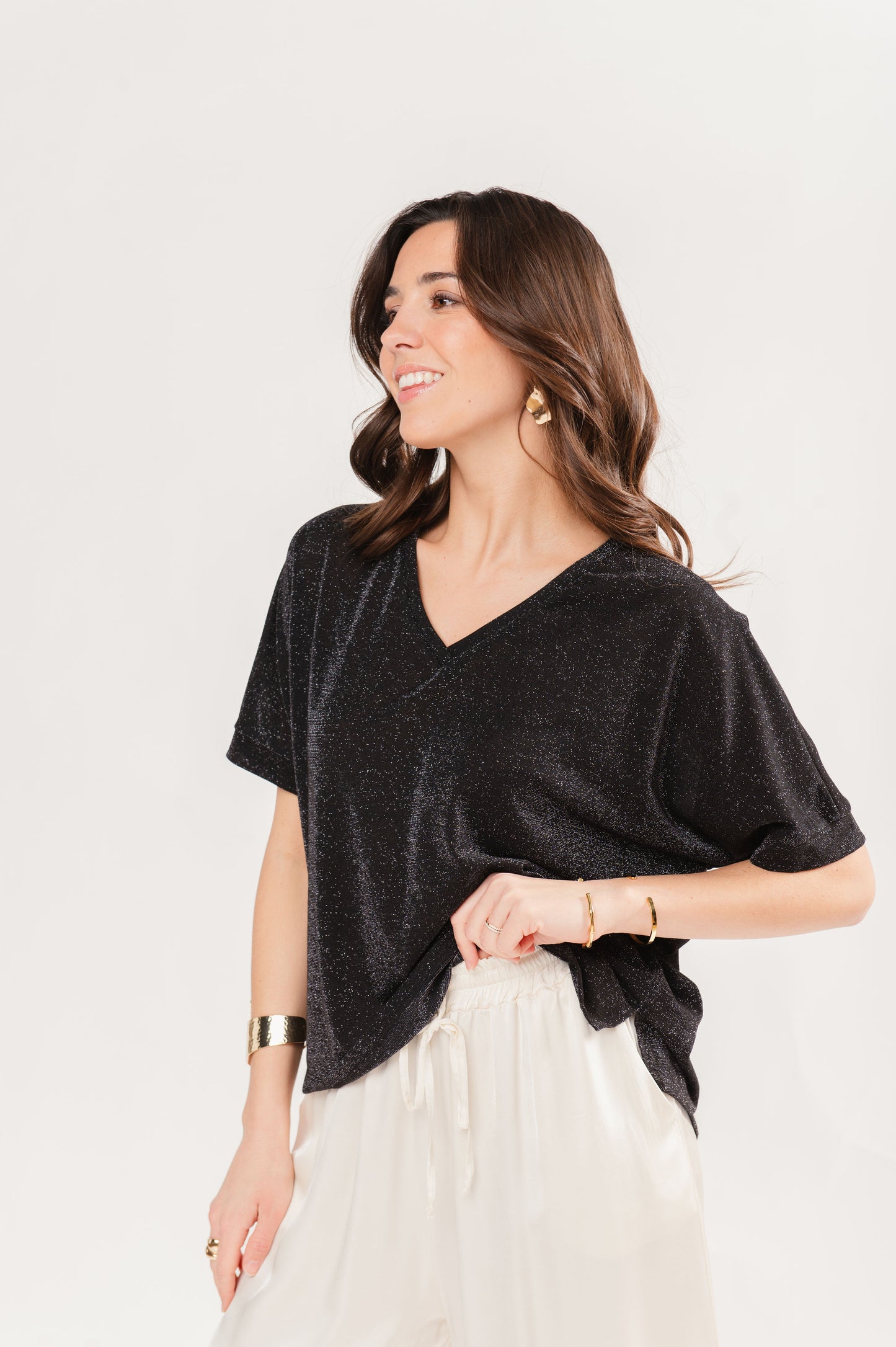 TOP AMPLE PAILLETTÉ FREDERICA NOIR