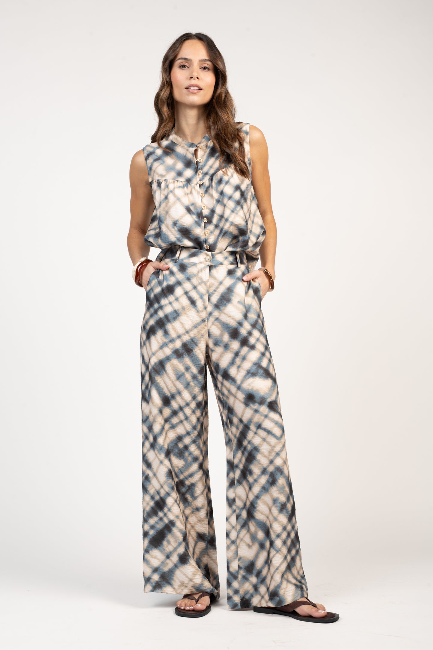 PANTALON LONG ÉLÉA ÉCRU & MARINE