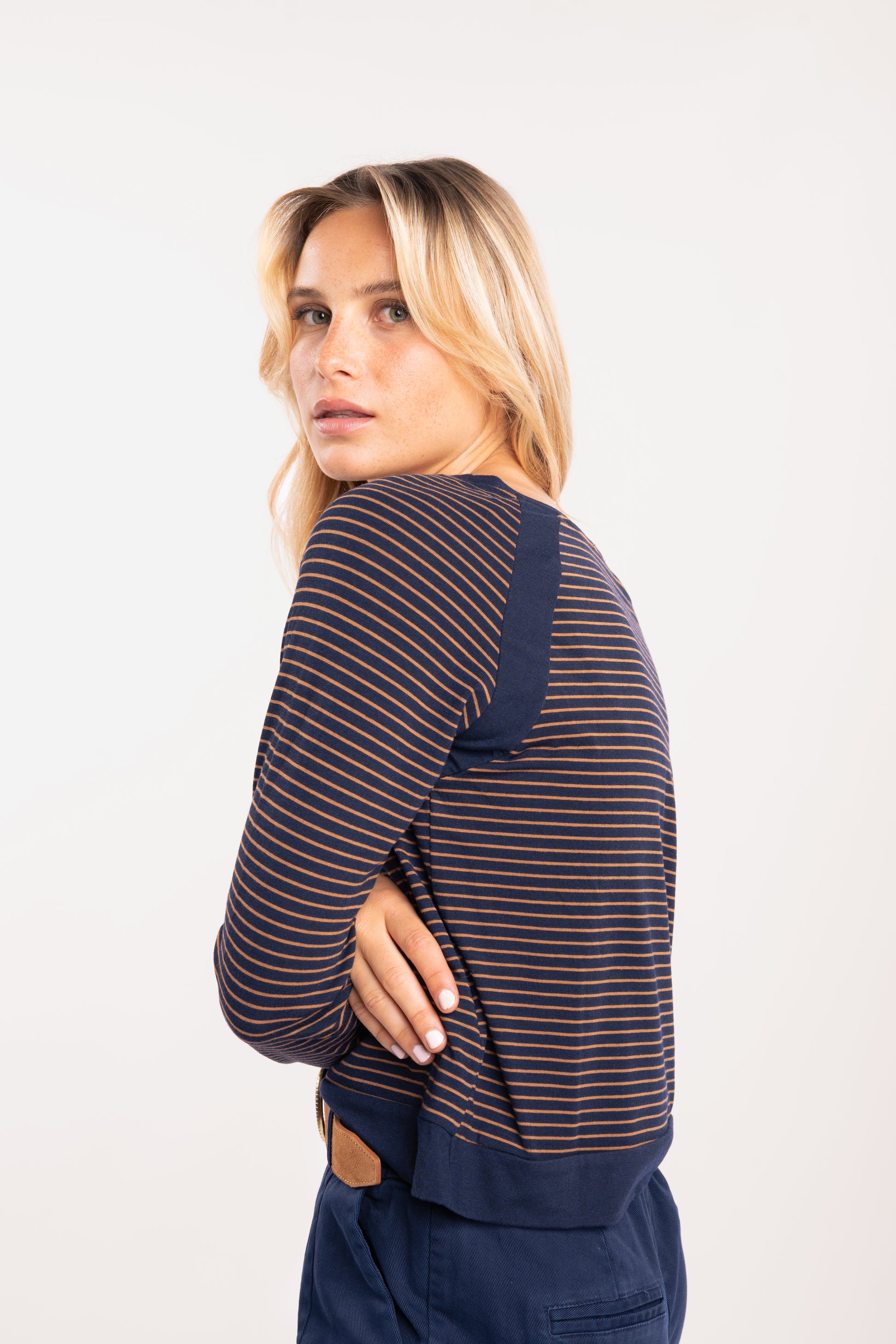 Top rayé bleu marine 