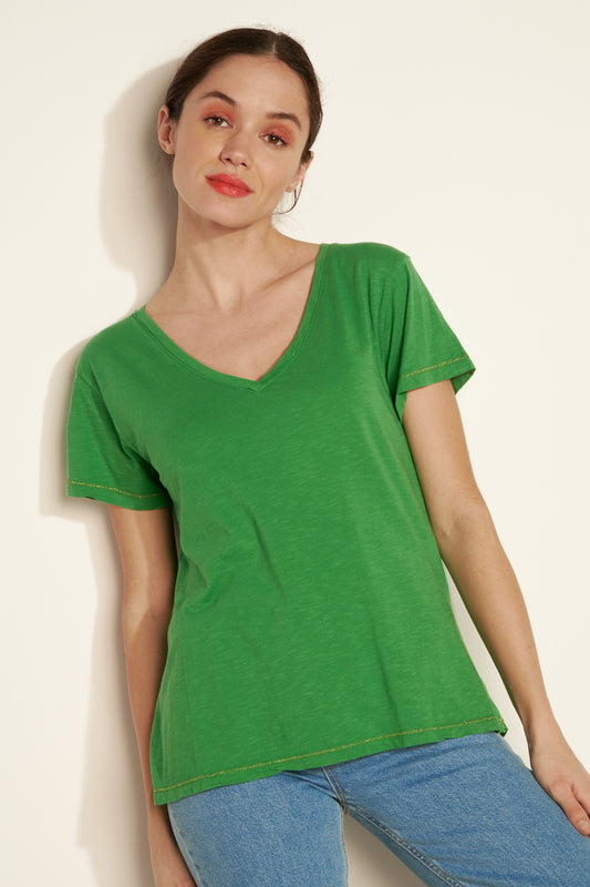 T-SHIRT ANDRE COTON MODAL VERT