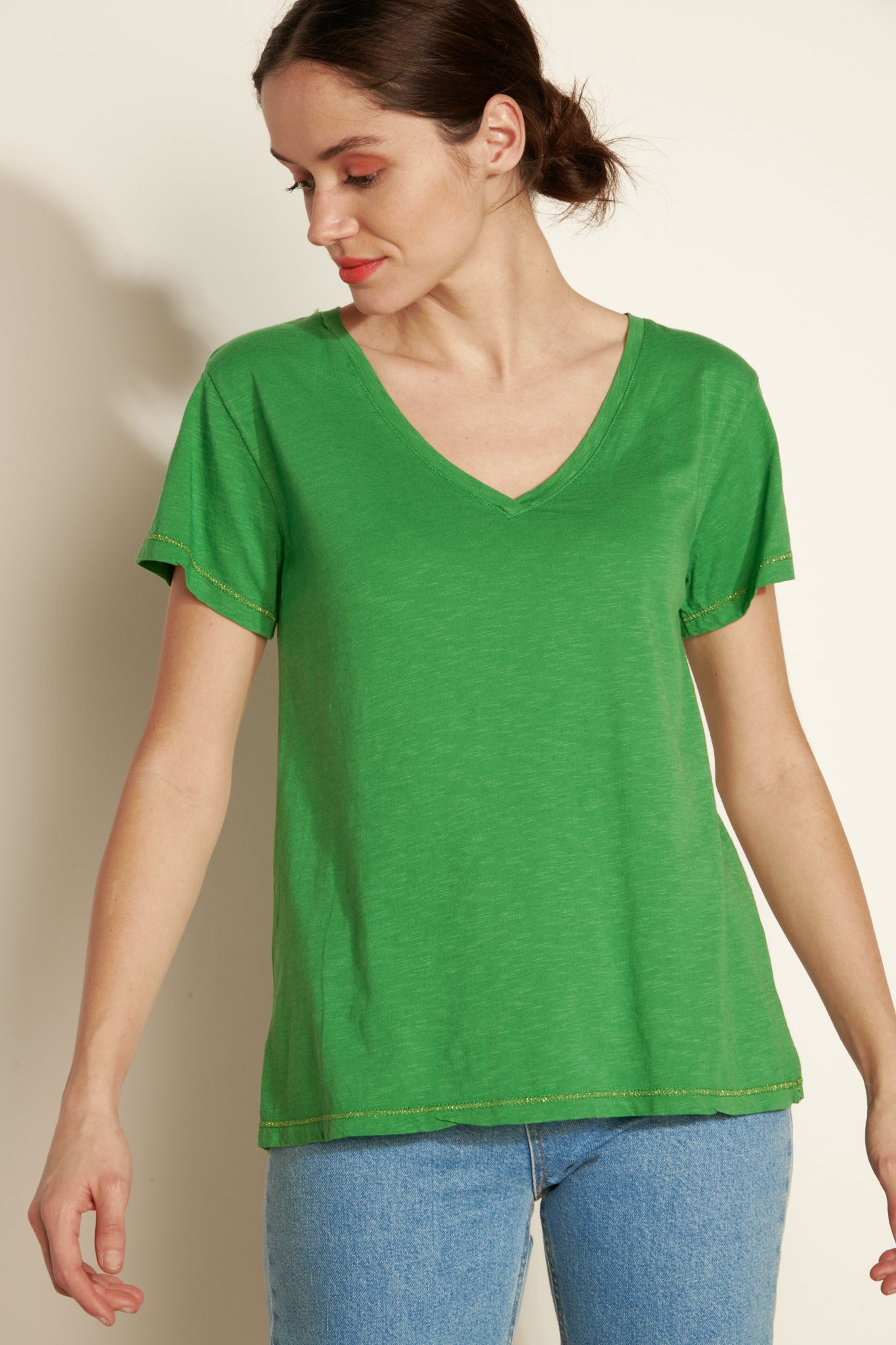 ANDRE COTTON MODAL GREEN T-SHIRT