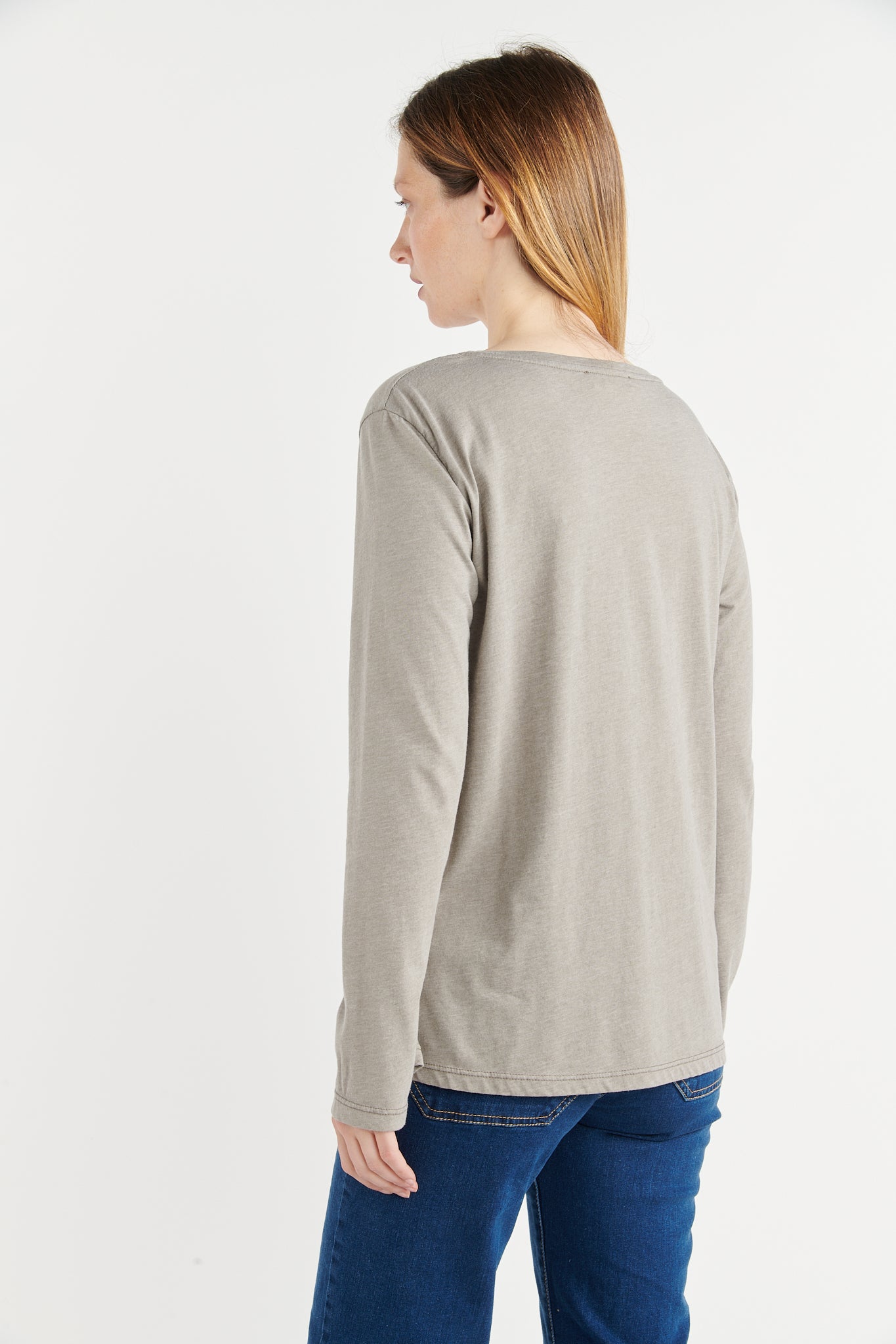 T-SHIRT COL V BARRY TAUPE