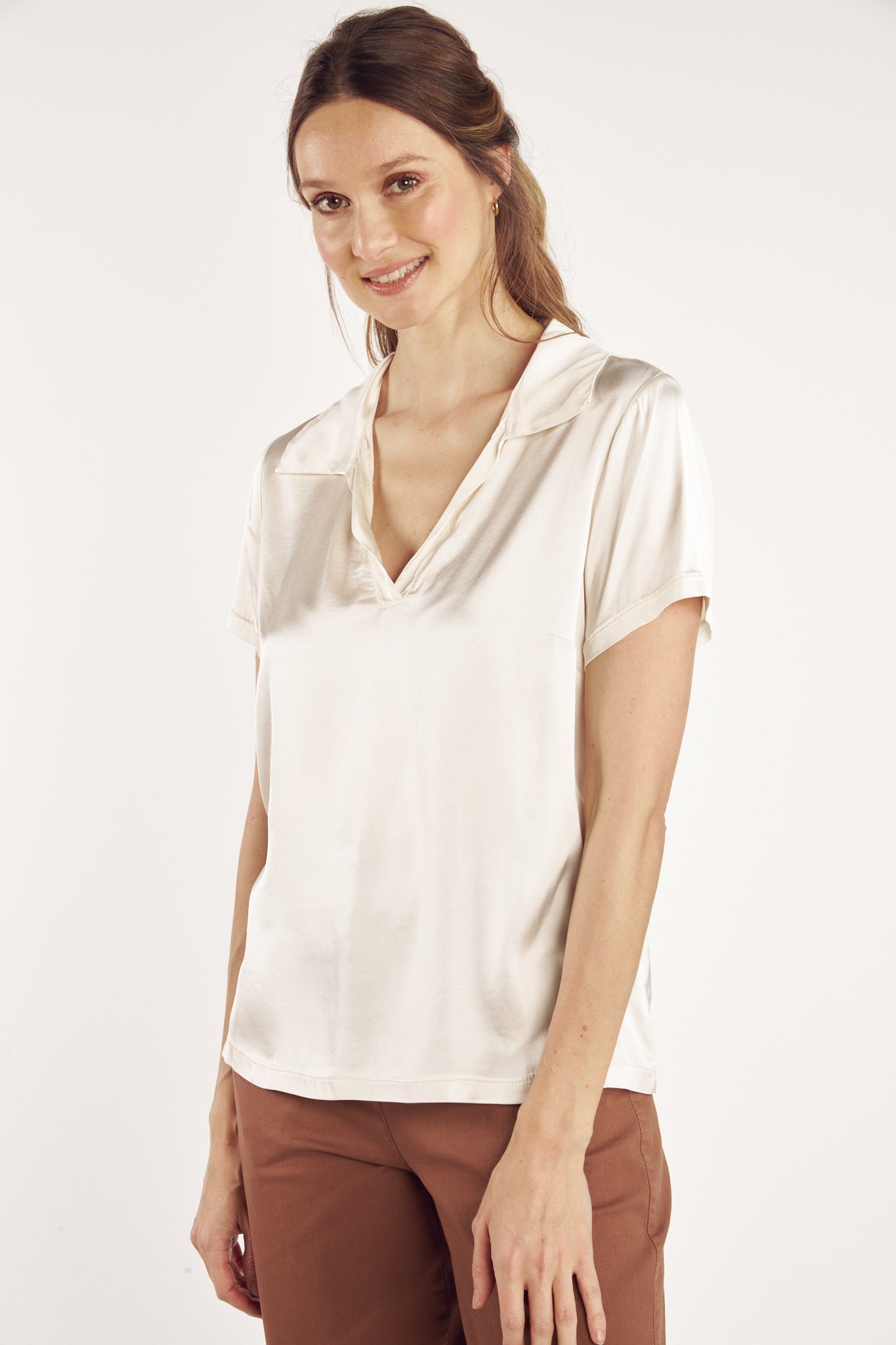 T-SHIRT COL POLO CASSANDRA NATUREL