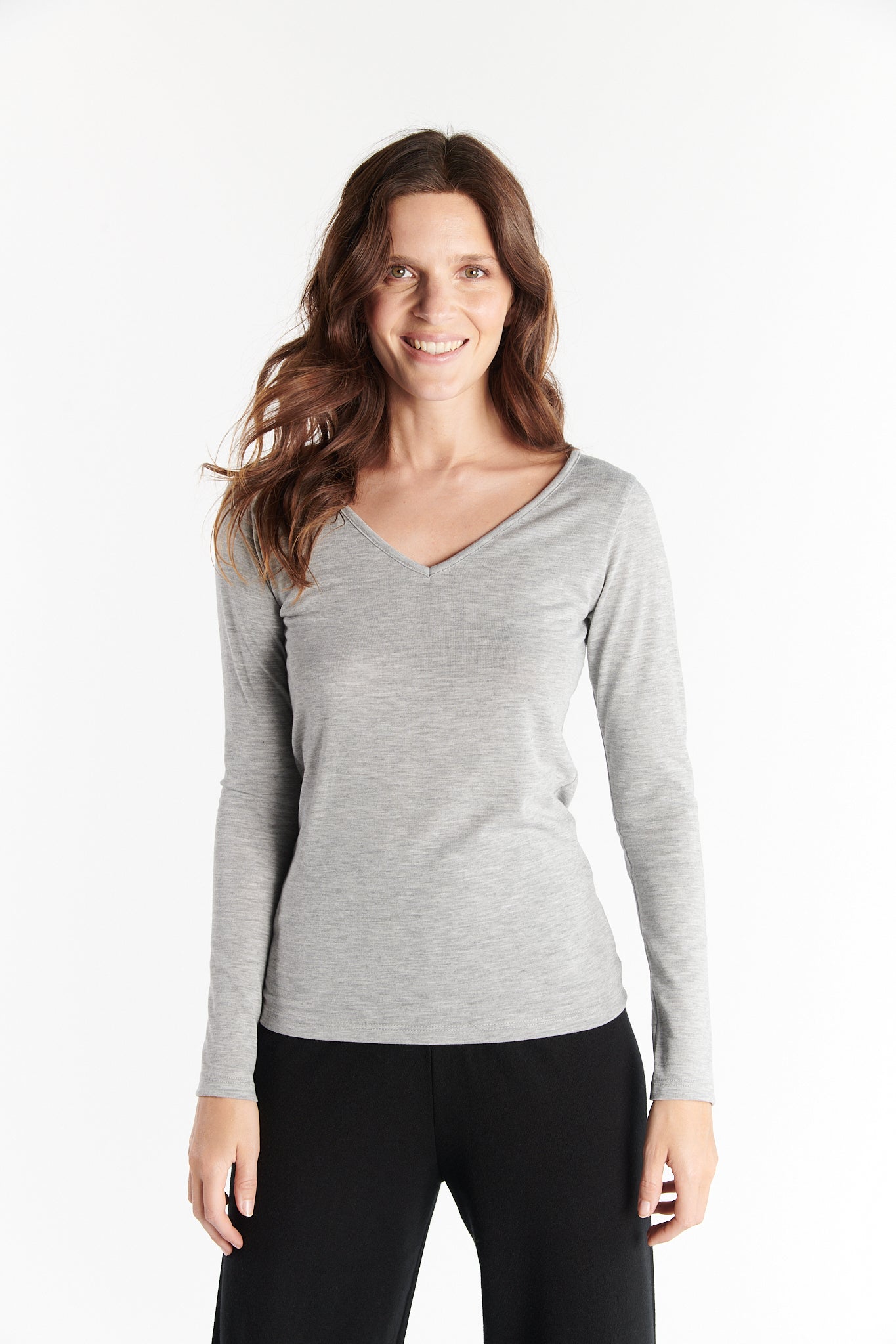 T-SHIRT COL V DRISSIA GRIS