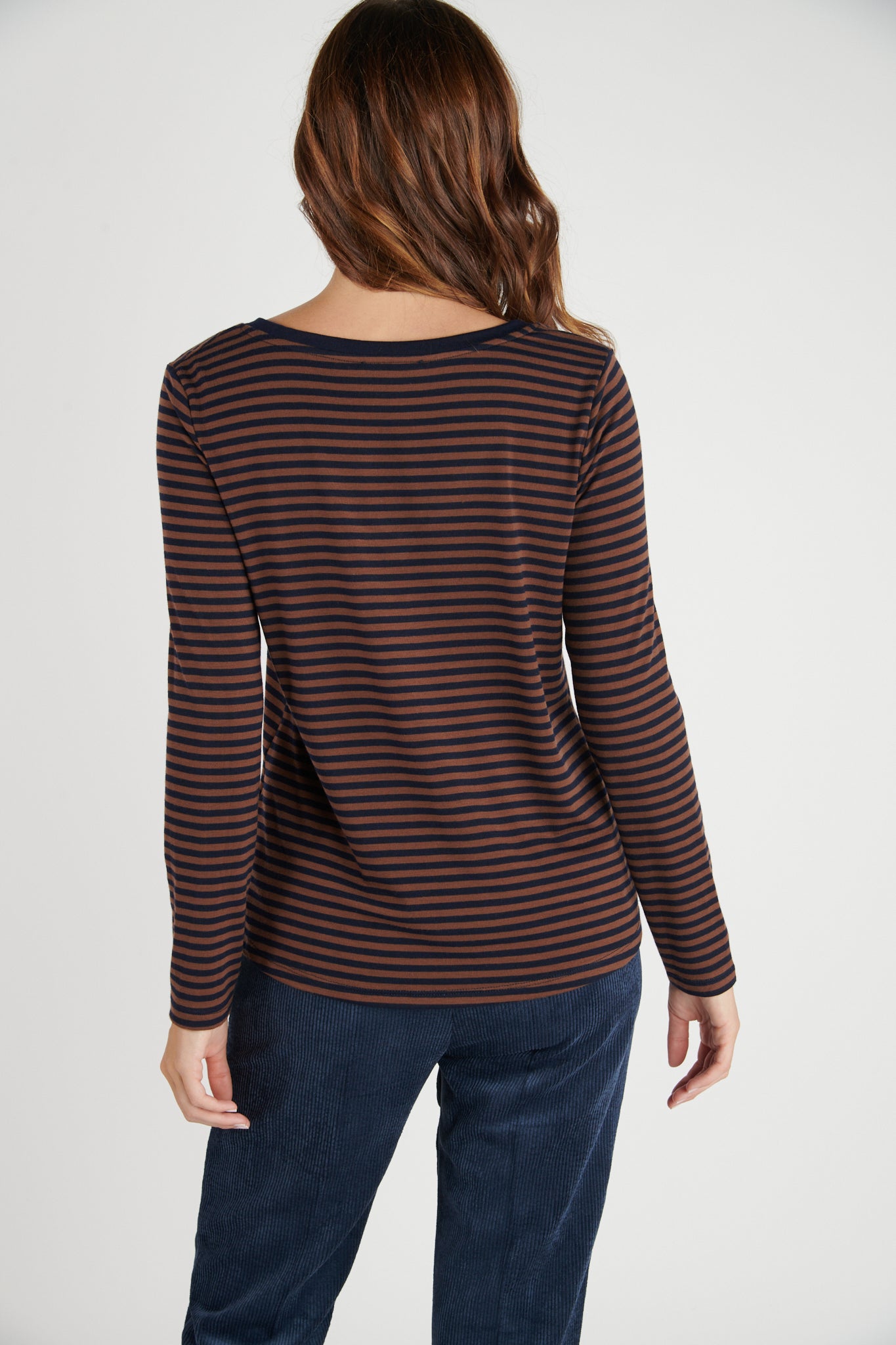 T-SHIRT RAYURES BADIALLO CHATAIGNE MARINE