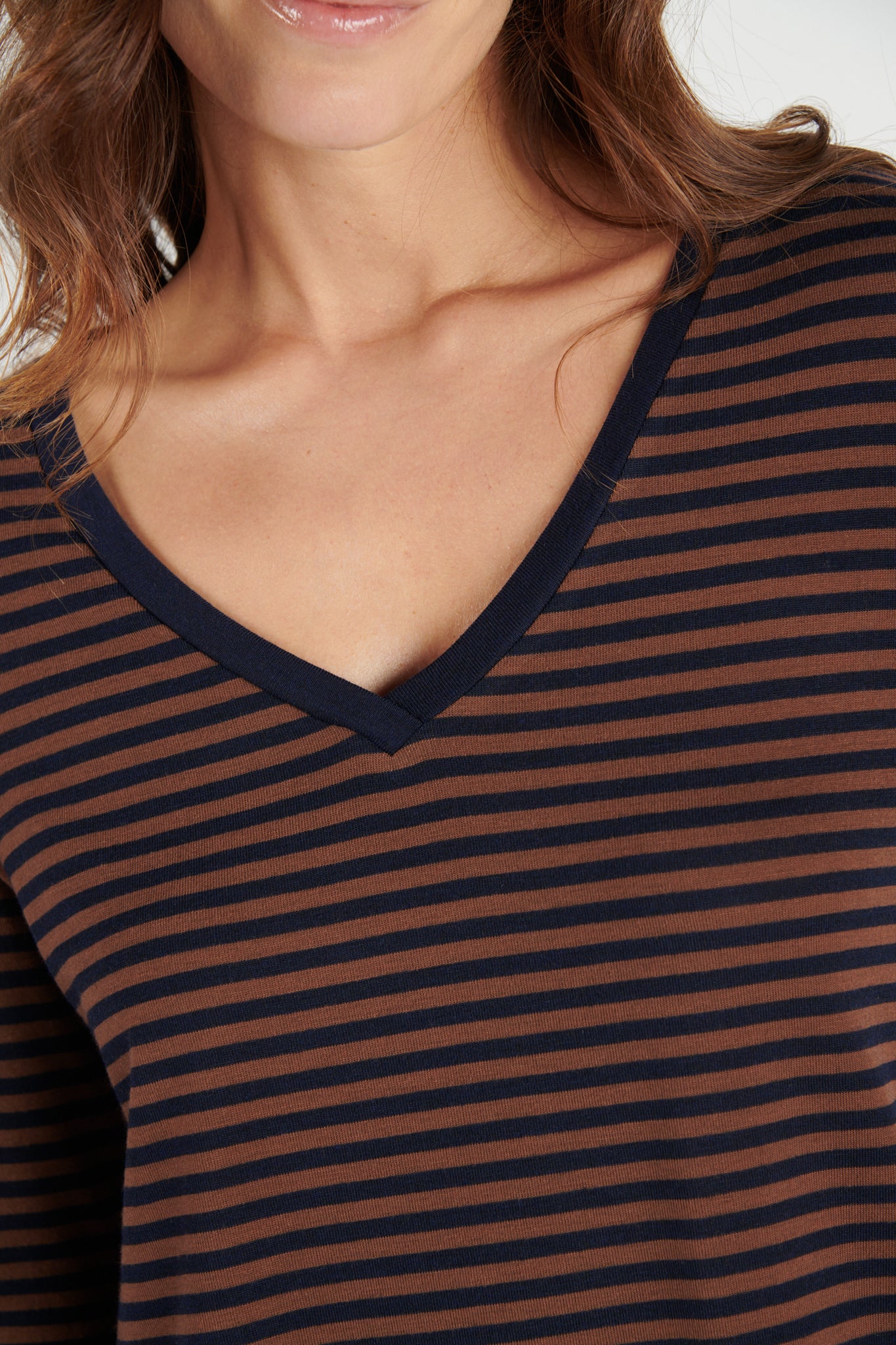 T-SHIRT RAYURES BADIALLO CHATAIGNE MARINE