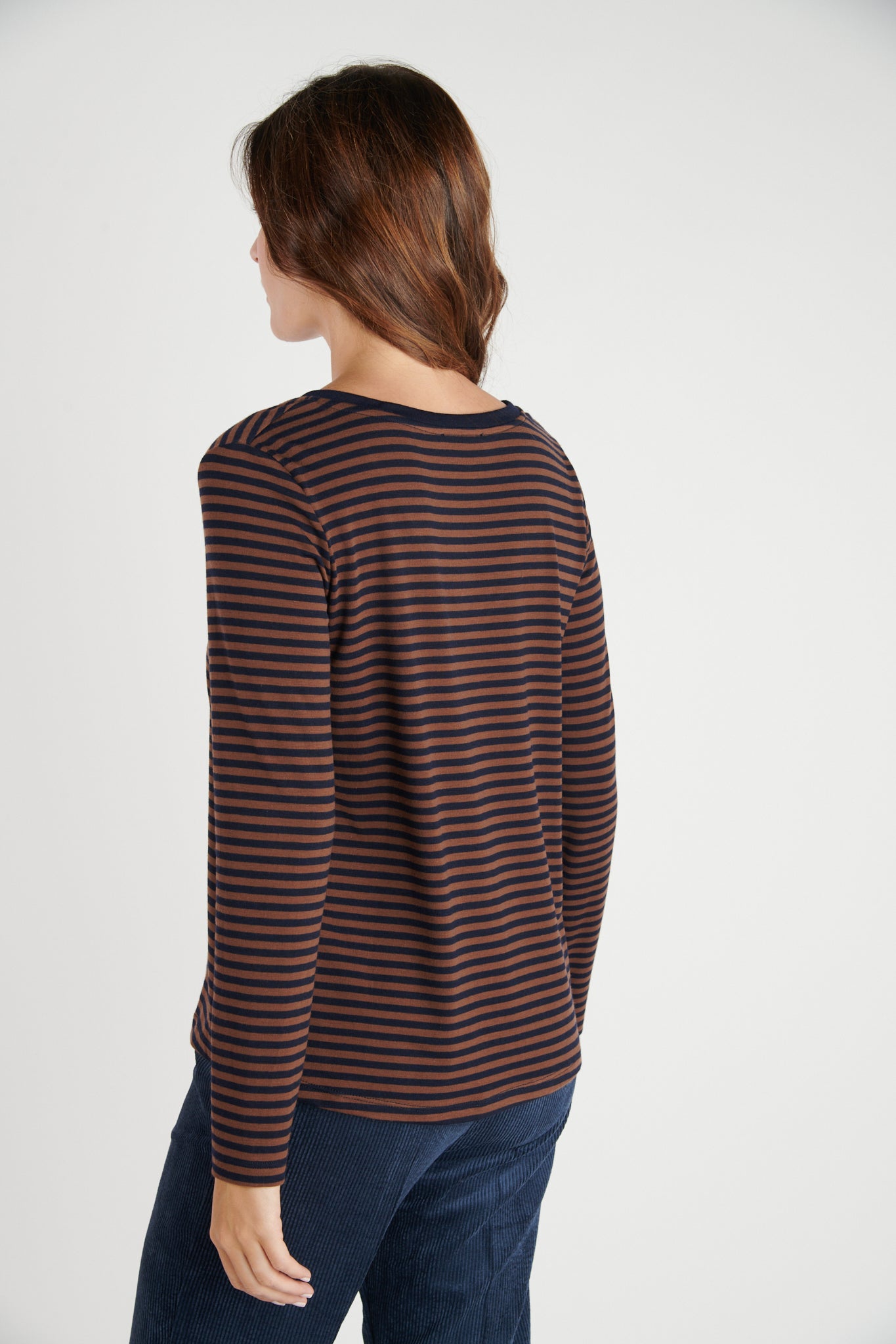 T-SHIRT RAYURES BADIALLO CHATAIGNE MARINE