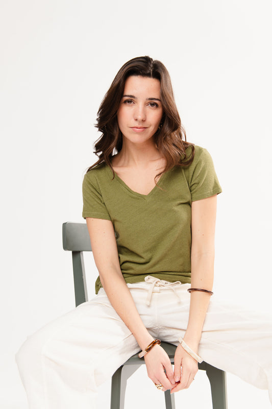 T-SHIRT COL V FRANCINE VERT