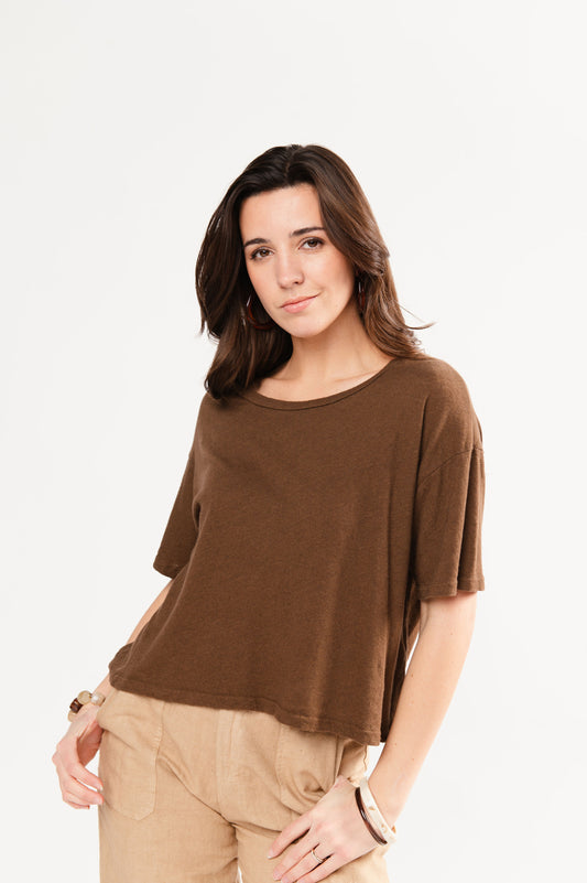 T-SHIRT AMPLE FILIPPO MARRON