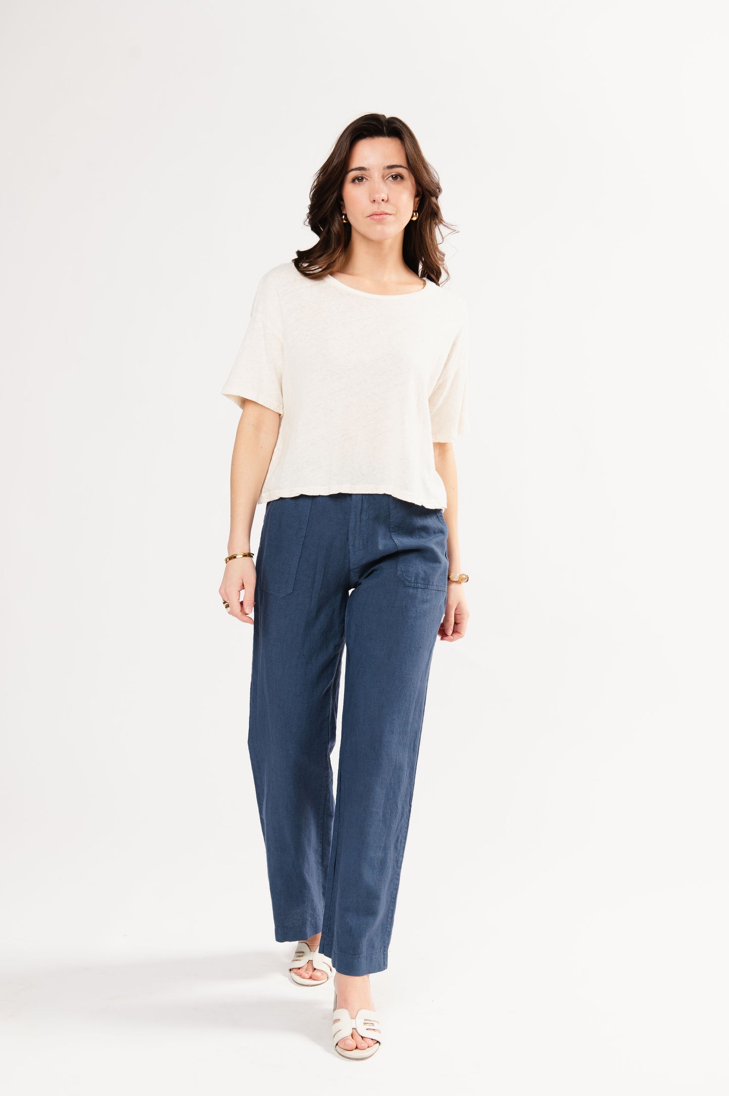 PANTALON EN LIN FÉDÉRICA BLEU