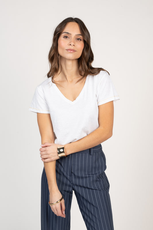 T-SHIRT FLORA COTON MODAL BLANC