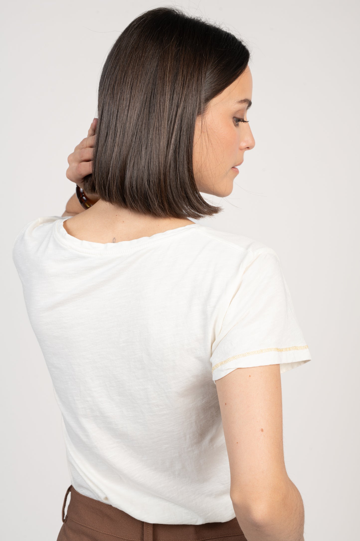 T-SHIRT FLORA COTON MODAL ÉCRU