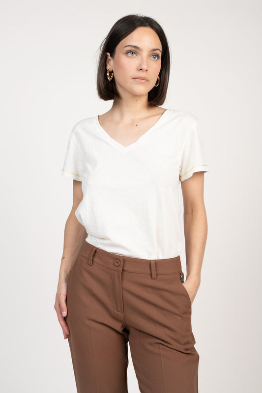 T-SHIRT FLORA COTON MODAL ÉCRU