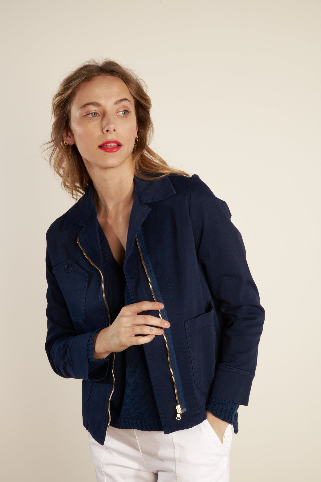 VESTE ZIPPÉE ALINE MARINE