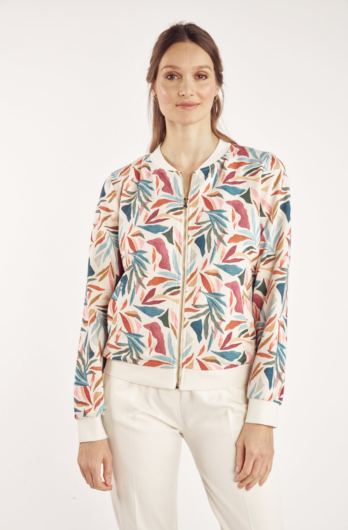 VESTE ZIPPER CÉLESTINE IMPRIMÉ FEUILLES