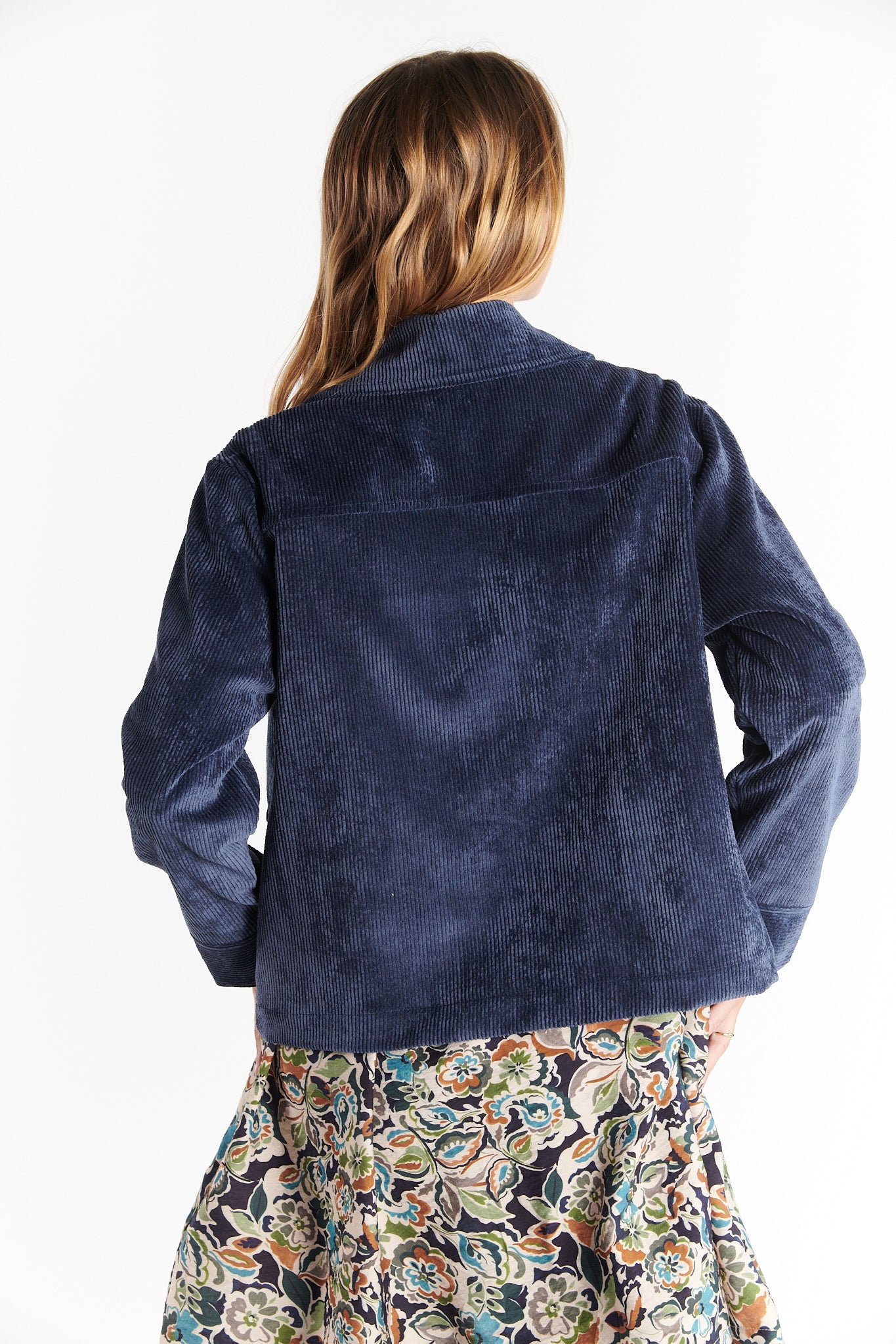 VESTE COURTE VELOURS DENISA MARINE