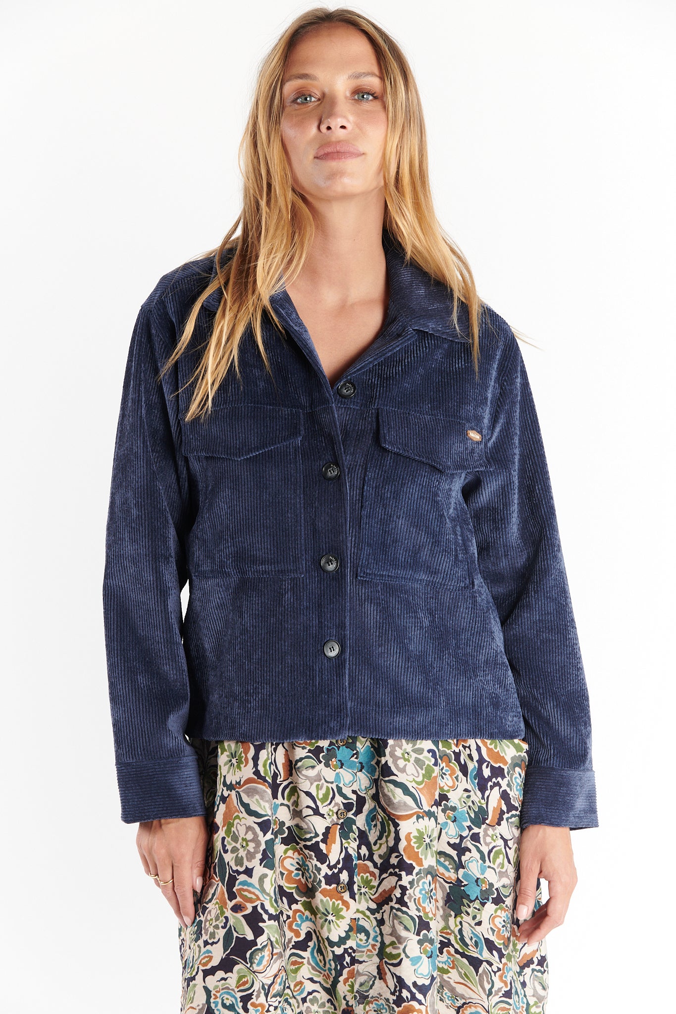 VESTE COURTE VELOURS DENISA MARINE