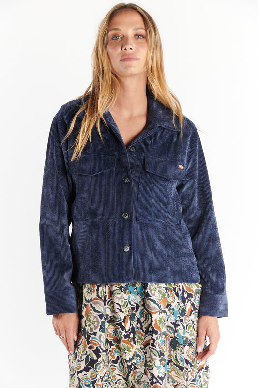 VESTE COURTE VELOURS DENISA MARINE
