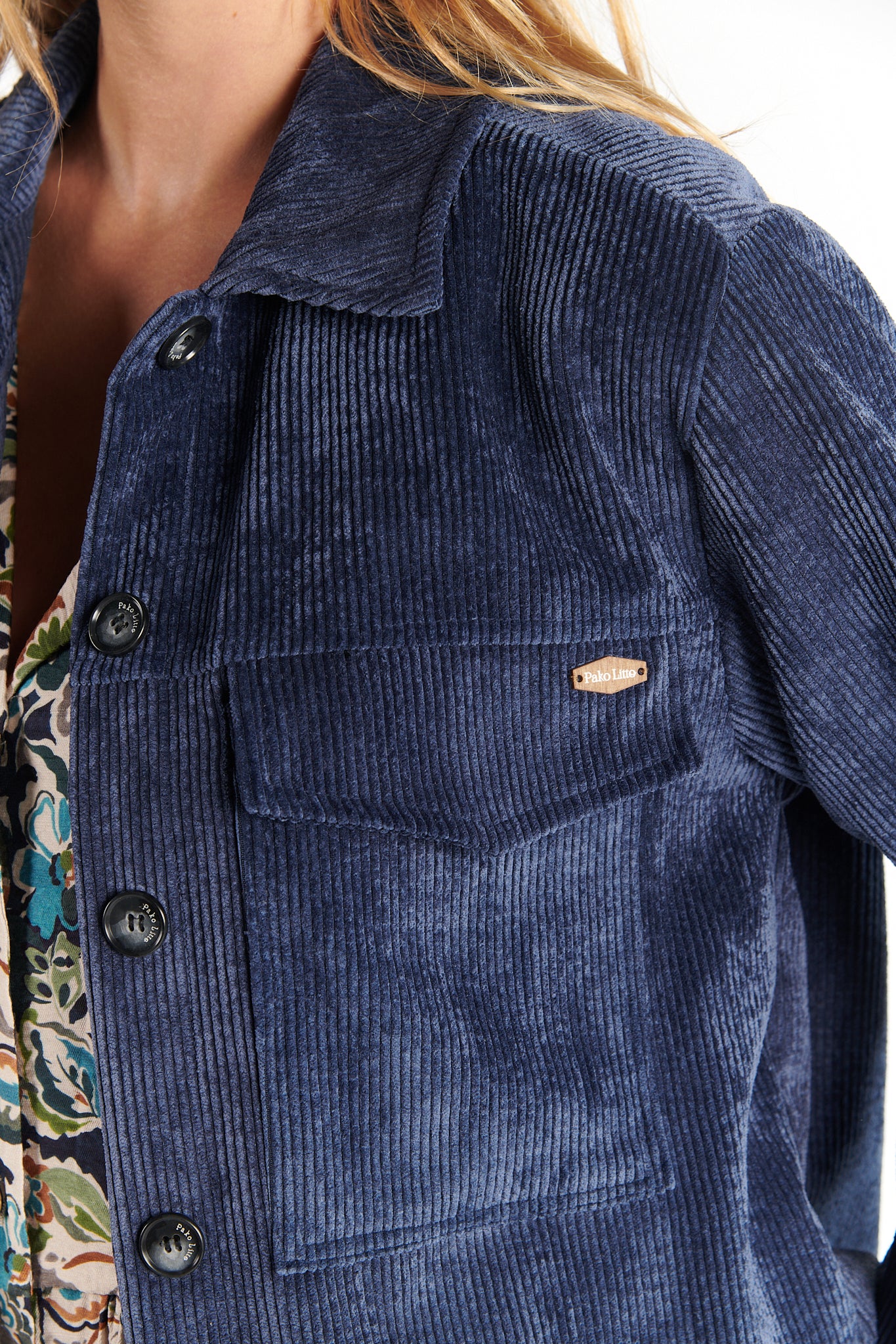 VESTE COURTE VELOURS DENISA MARINE