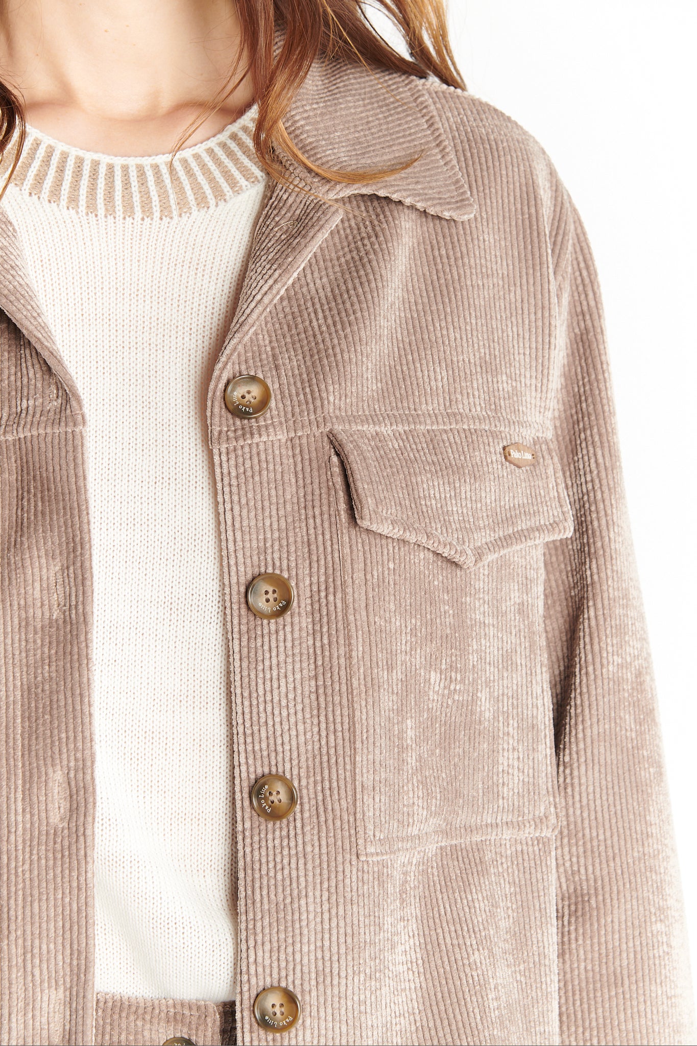 VESTE COURTE VELOURS DENISA TAUPE