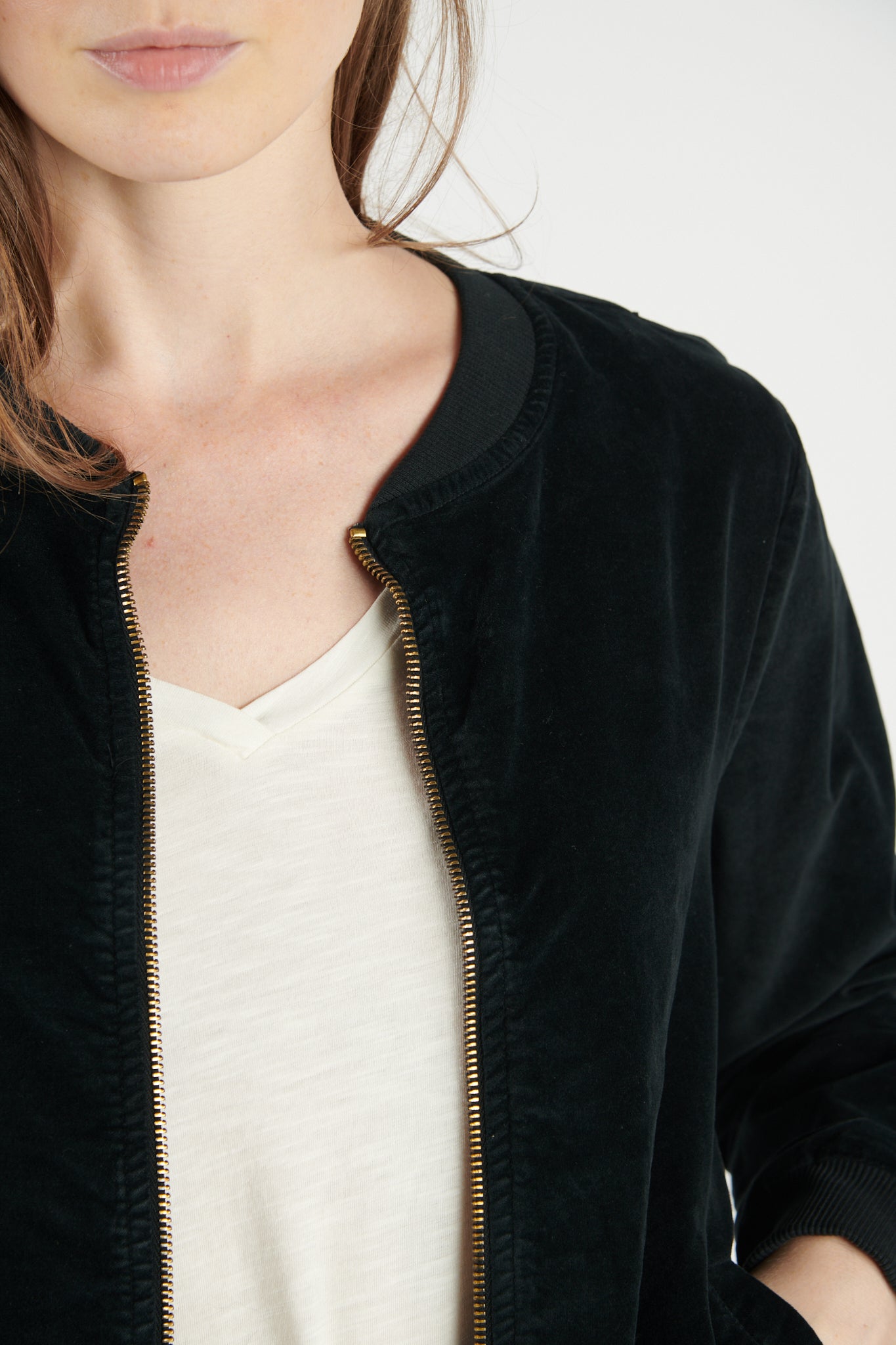 VESTE ZIPPER VELOURS DALVA NOIR