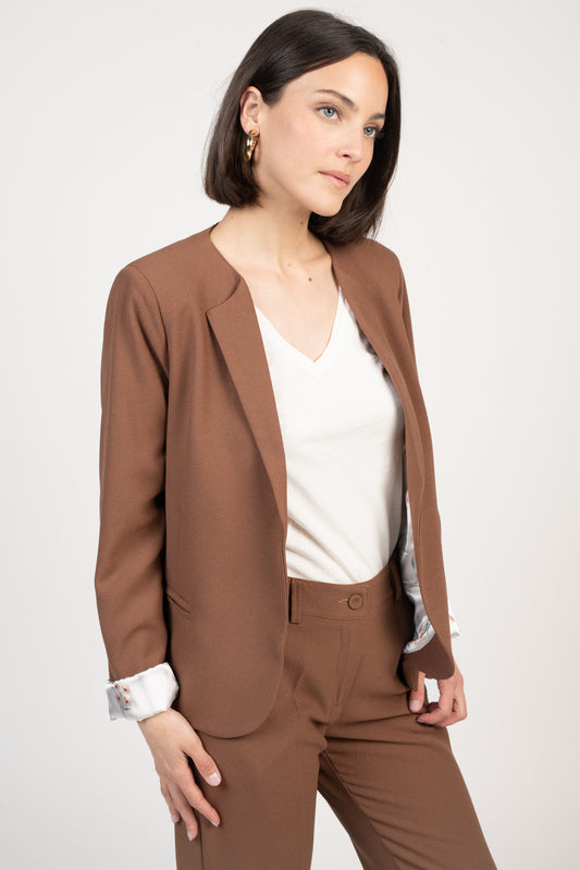 BLAZER CINTRÉ ÉDOUARD MARRON