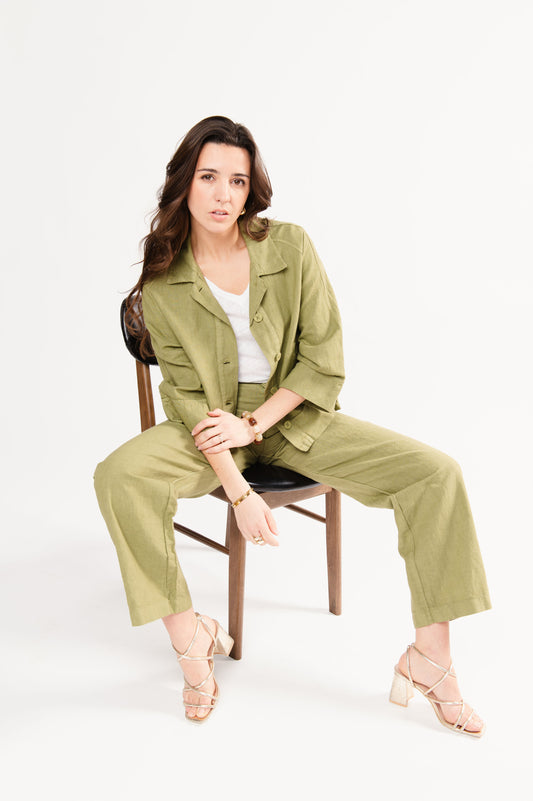 VESTE EN LIN FRIDA VERT