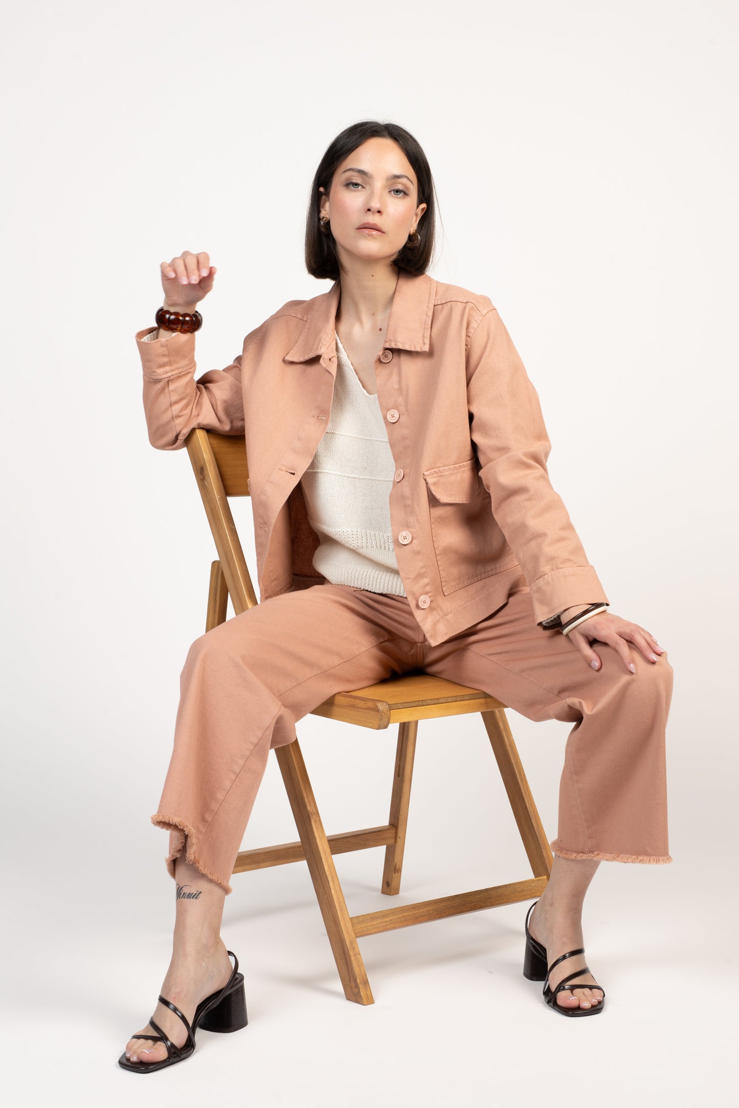 PANTALON ÉVASÉ 7/8ÉME ÉVAN VIEUX ROSE