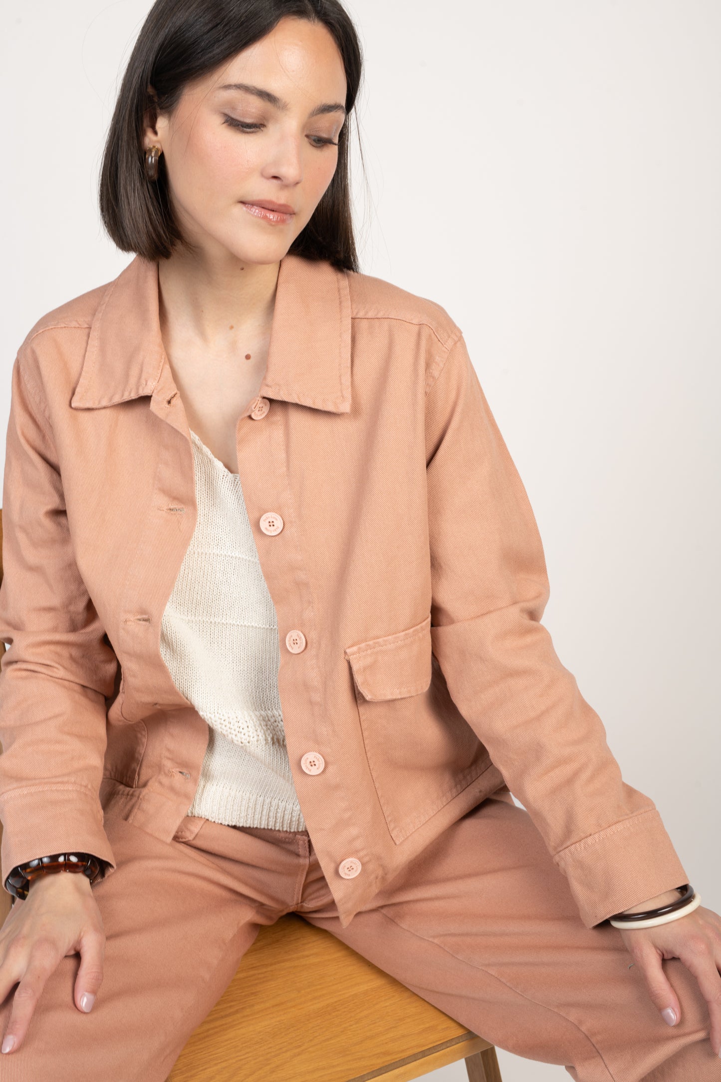 VESTE WORKER ÉLODIE VIEUX ROSE