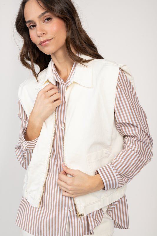 VESTE SANS MANCHES ESTHER ÉCRUE