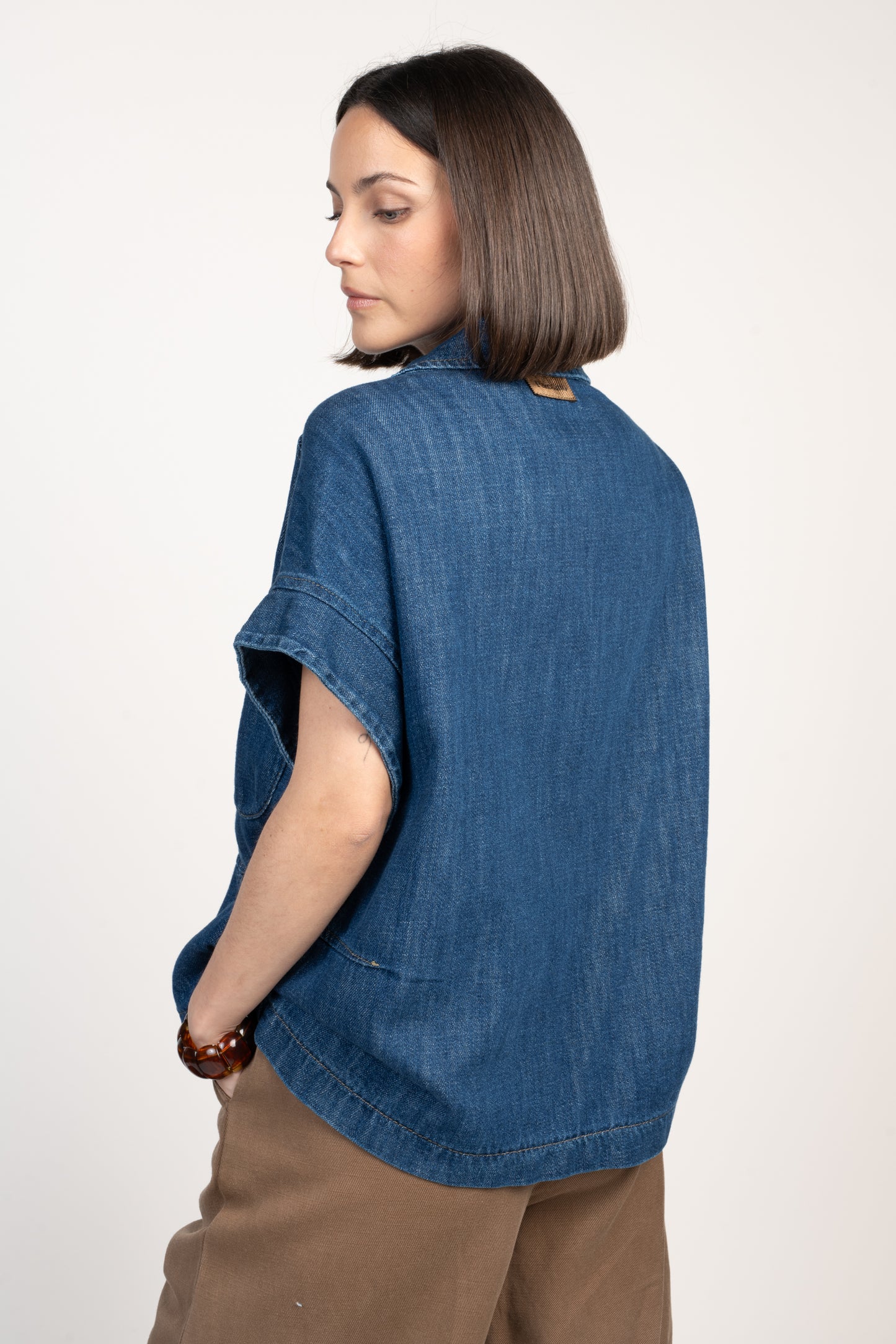 VESTE SANS MANCHES EN JEAN FONCÉ FLORENT