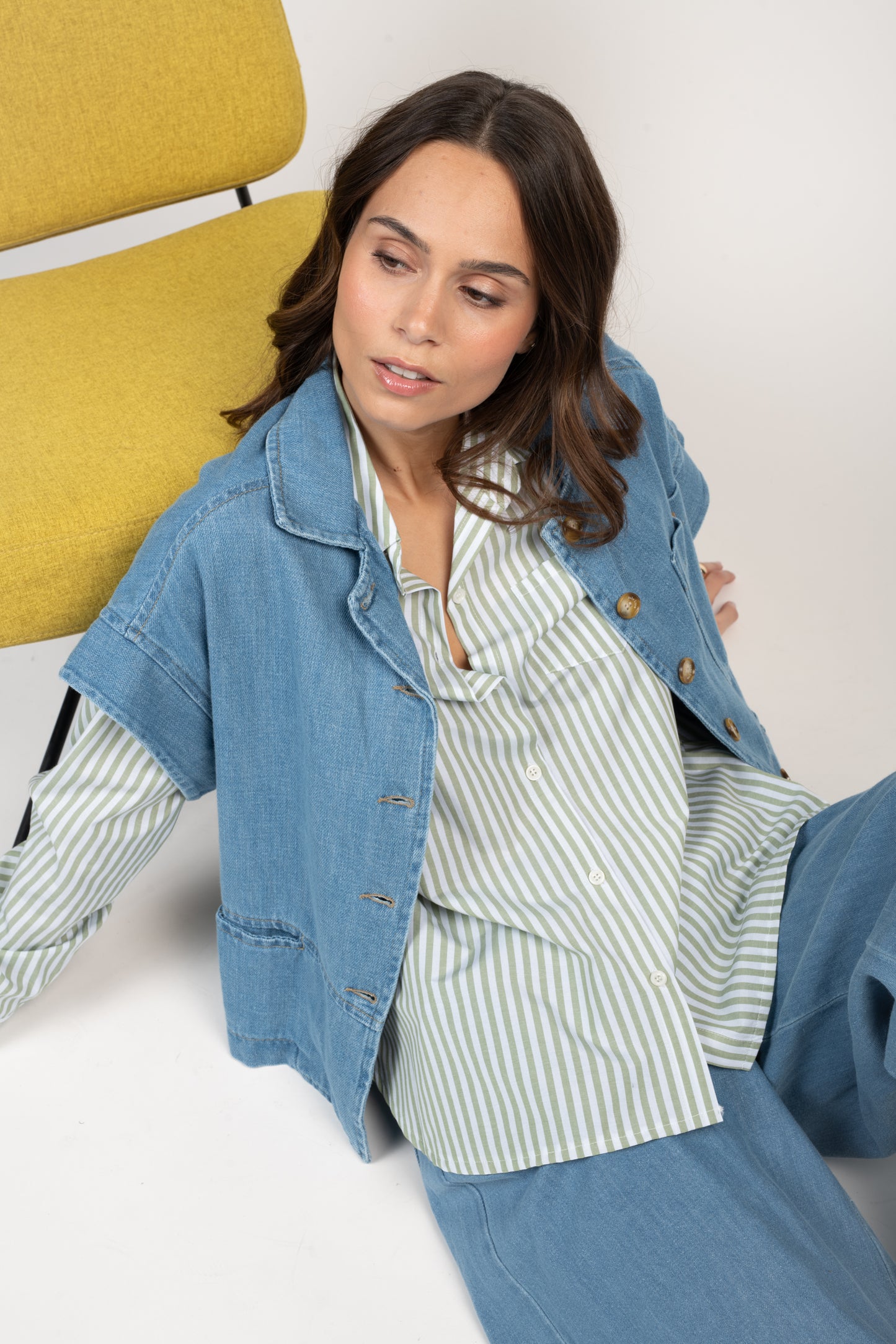CHEMISE OVERSIZE RAYÉE ÉRICA VERTE
