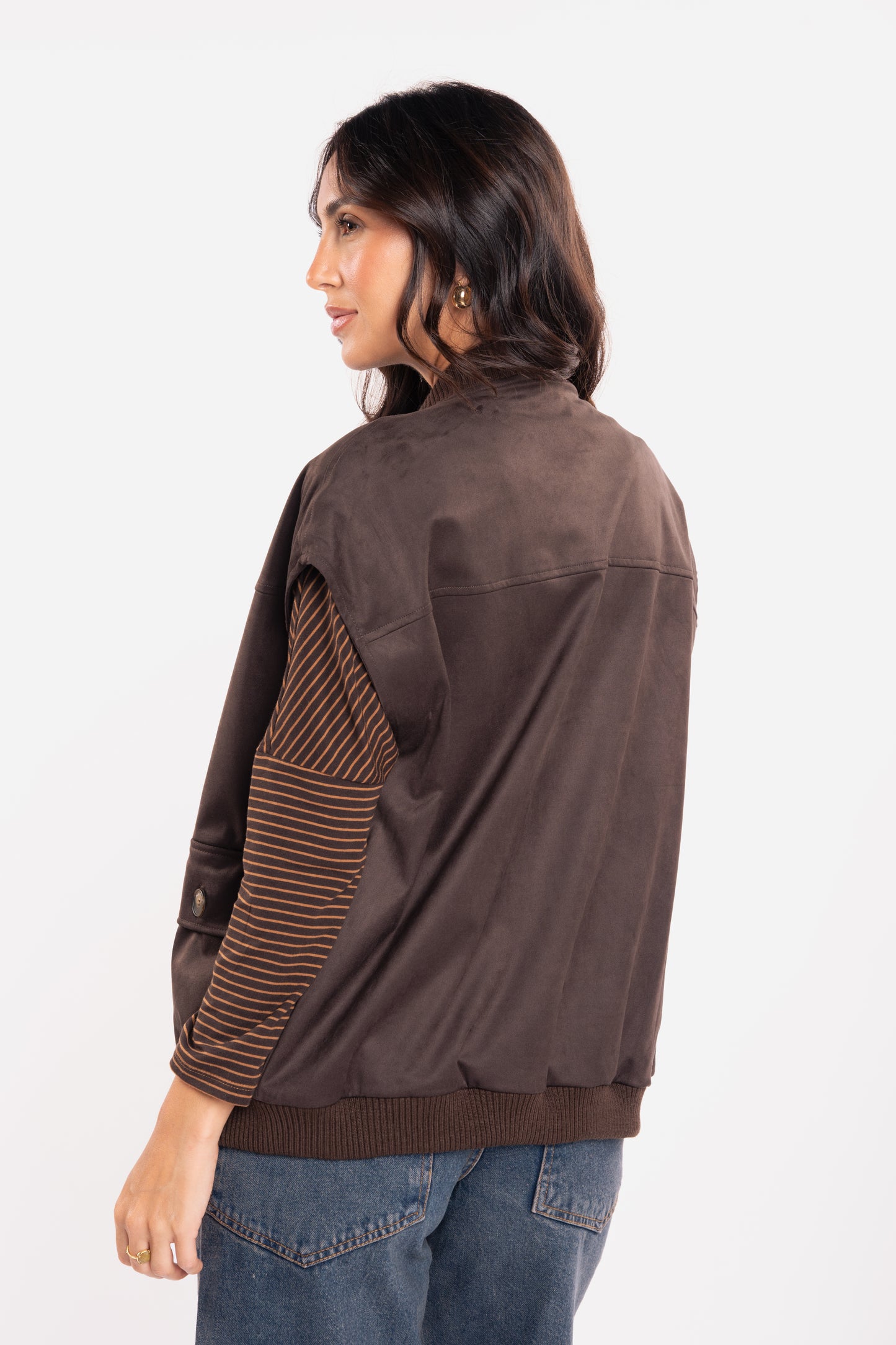 Veste sans manche suédine marron de dos