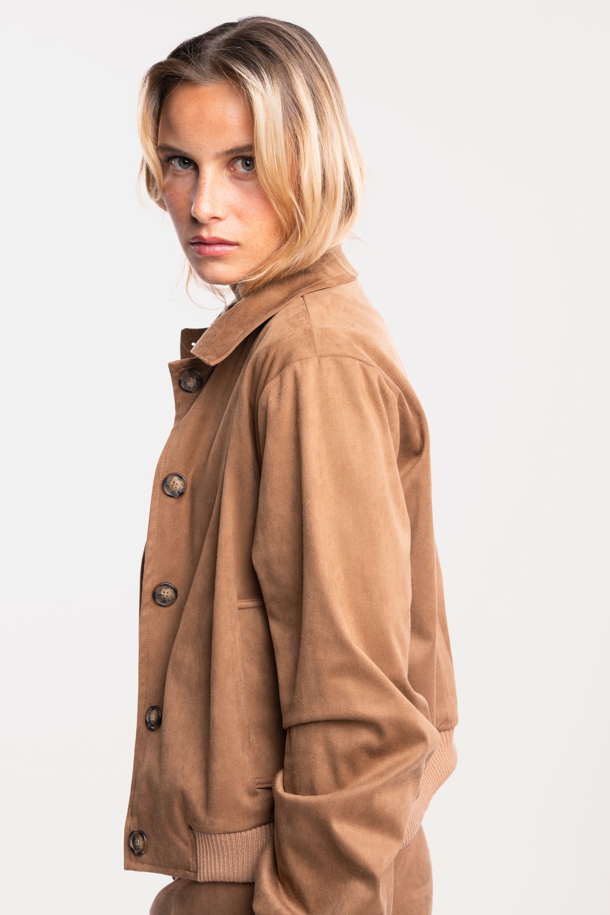 Veste suédine camel