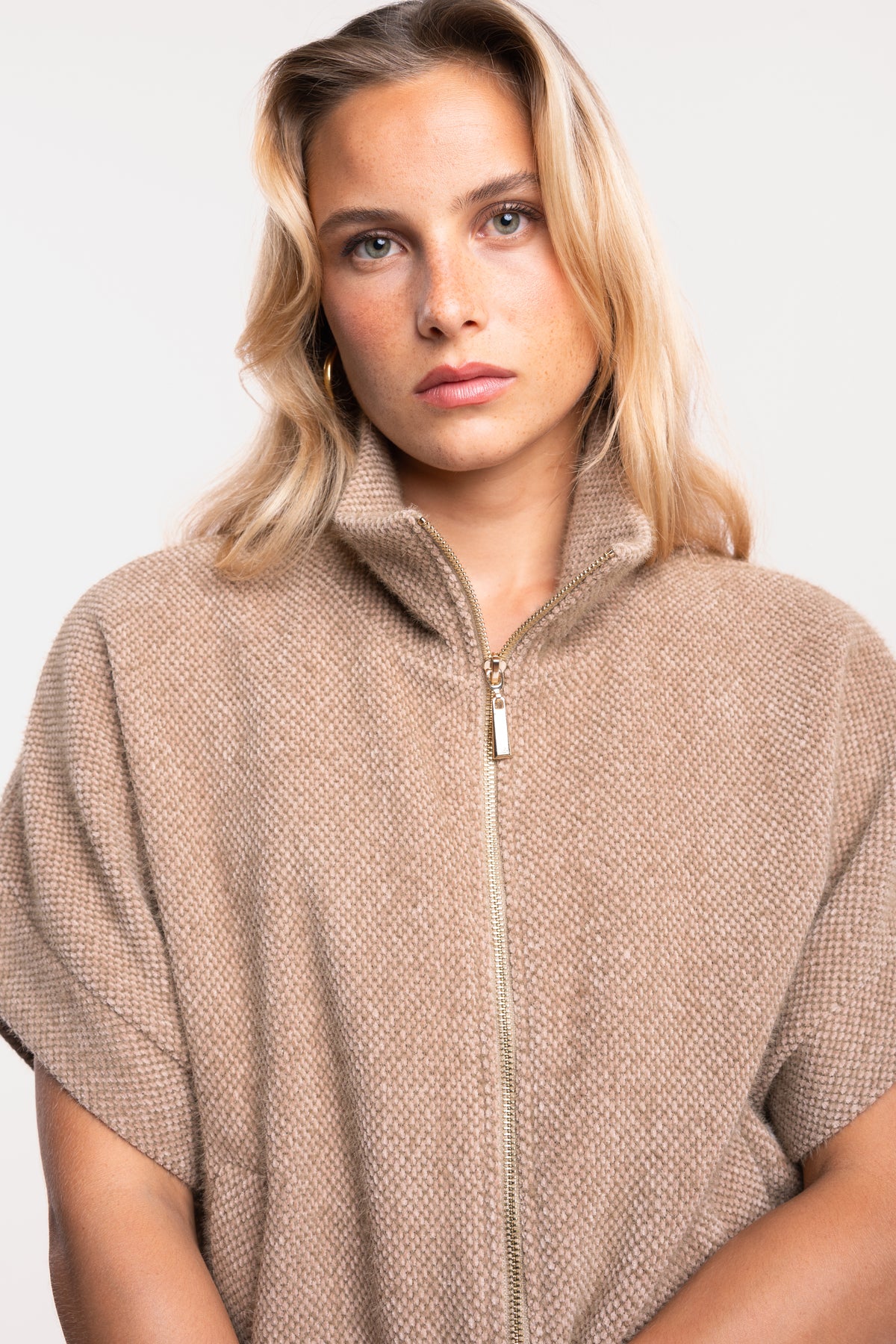 Veste zippée camel 