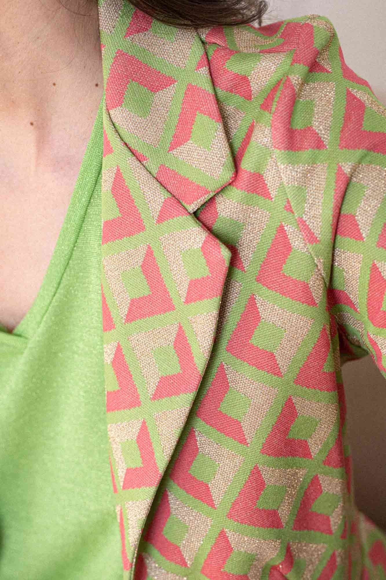 PINEDE GREEN JACQUARD PRINT GUSTAVE BLAZER