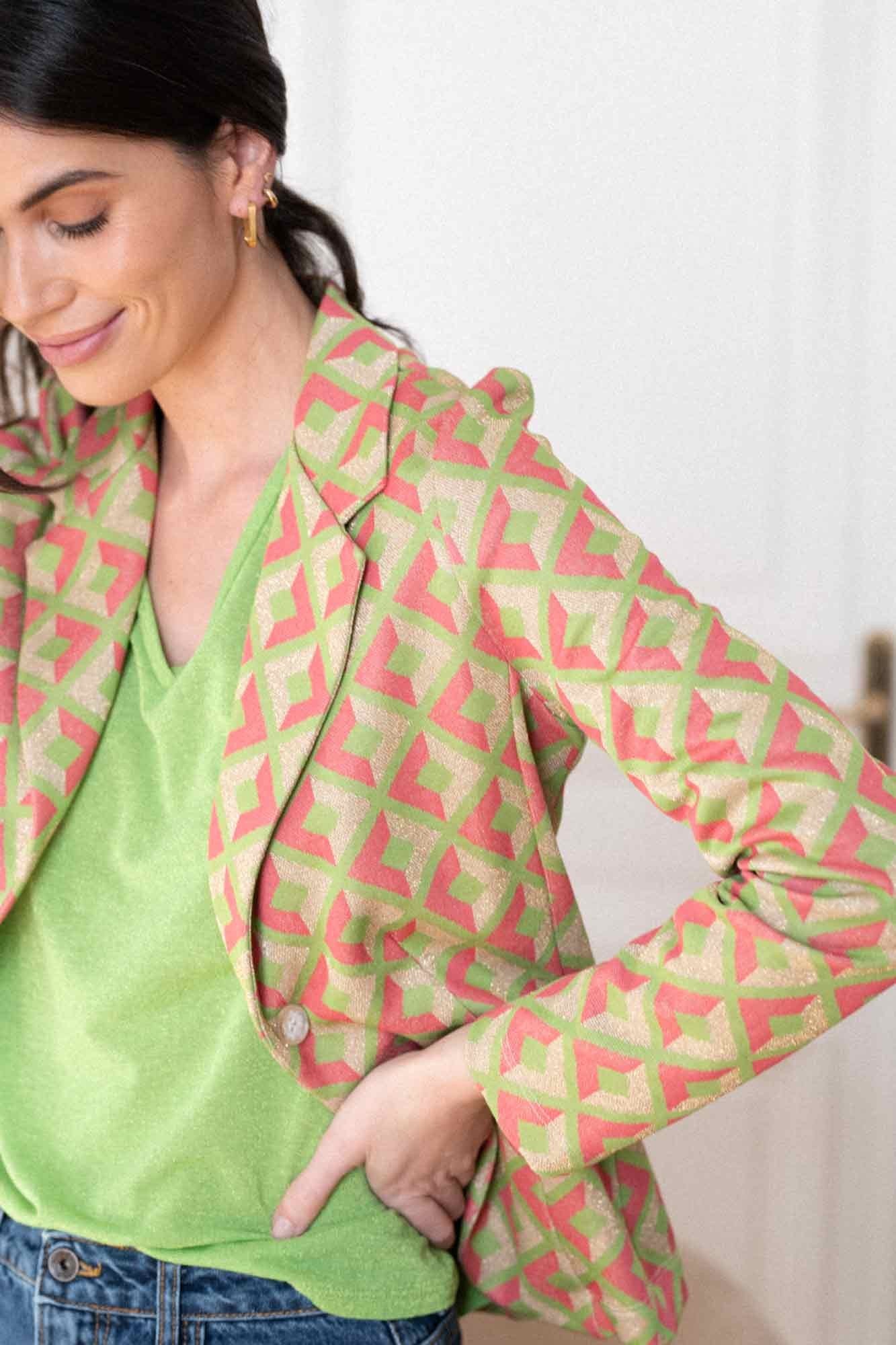 PINEDE GREEN JACQUARD PRINT GUSTAVE BLAZER