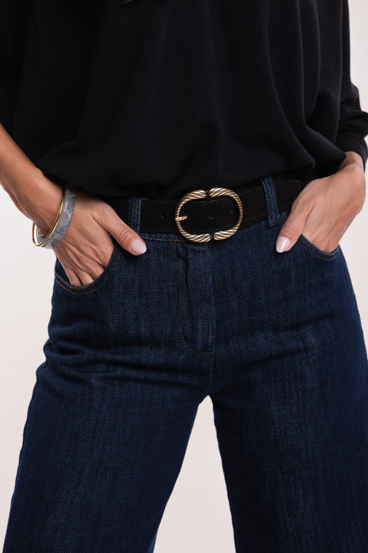 Ceinture en daim noir