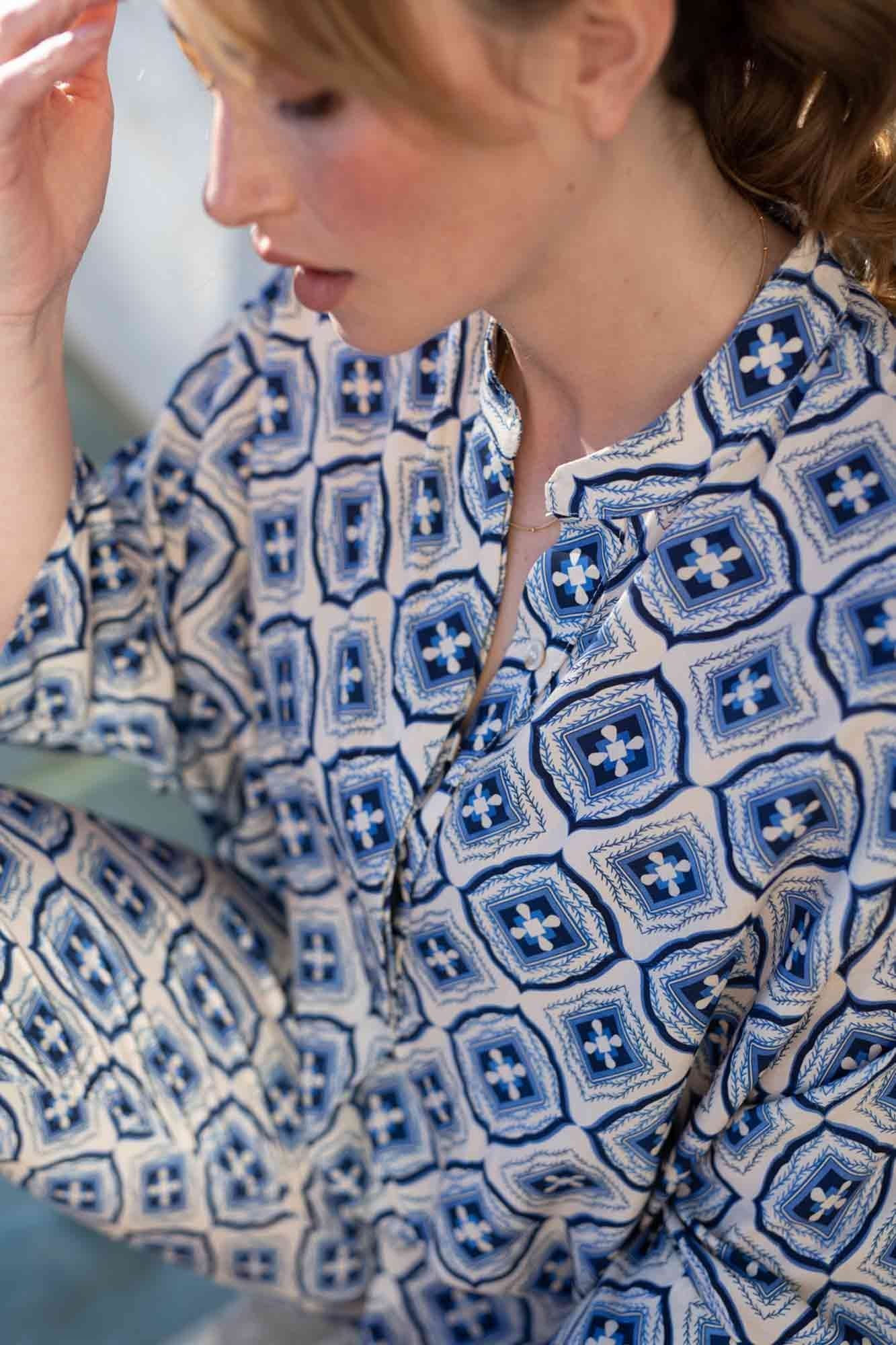 CHEMISE BEATRIZ IMPRIMÉ AZULEJOS BLEU