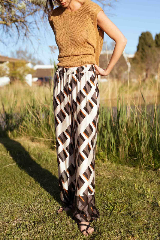 PANTALON ELEANOR IMPRIMÉ TABAC NOIR