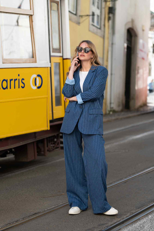PANTALON RICARDO RAYÉ MARINE