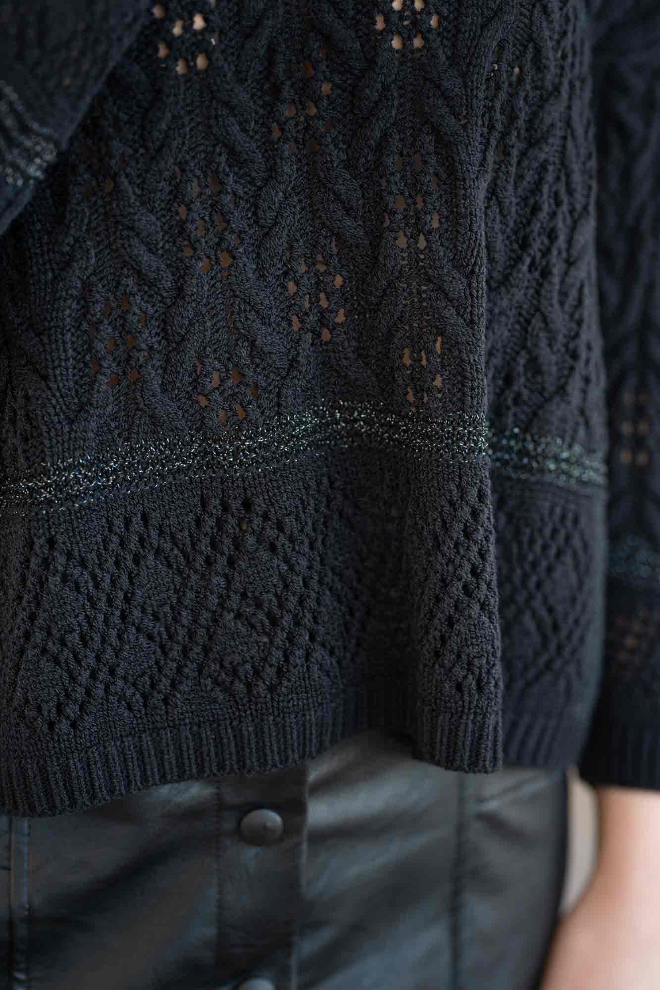 BRUNA BLACK OPENWORK CROCHET SWEATER