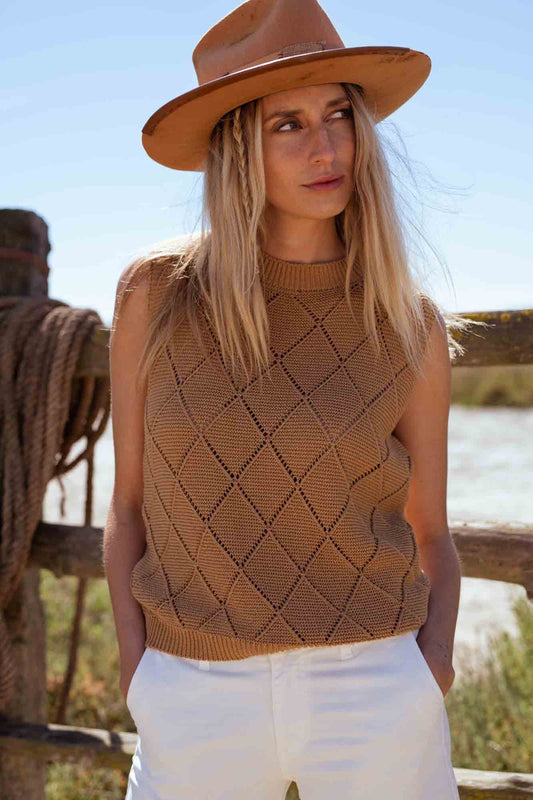 GEORGIA OPEN LOSANGES TANK TOP SWEATER BISCOTTE