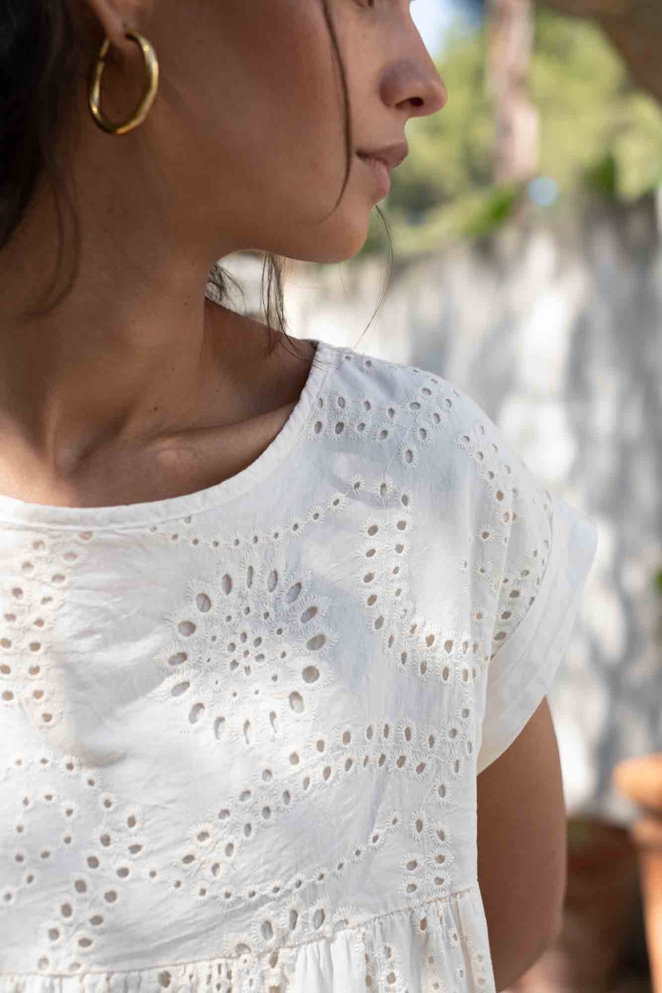ROBE BRODERIE PIVOINE ROXANE NATUREL